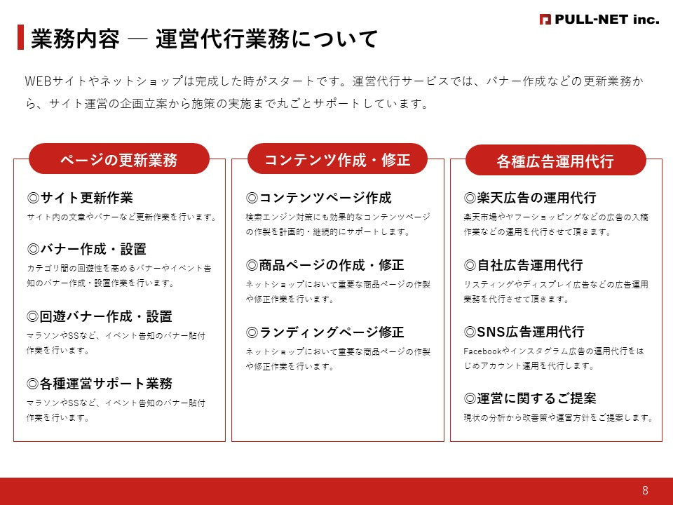株式会社PULL-NET - 会社紹介資料 - {(7 + 1)}ページ目