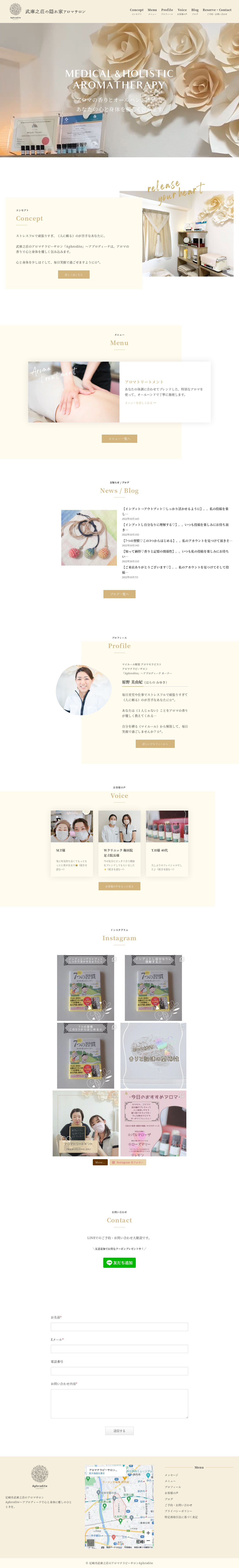 アロマテラピーサロンAphrodite（兵庫県尼崎市）のスクショ（PCトップページ）