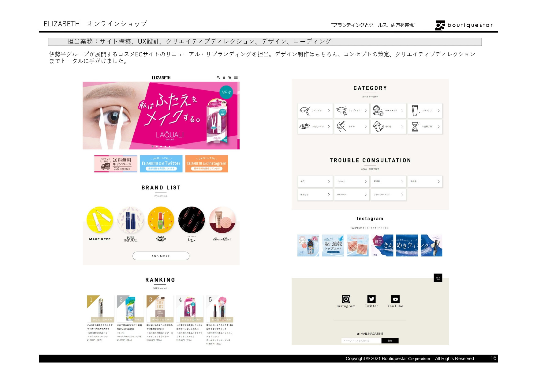 Boutiquestar Inc. | 株式会社ブティックスター - 会社案内・実績資料 - {(15 + 1)}ページ目