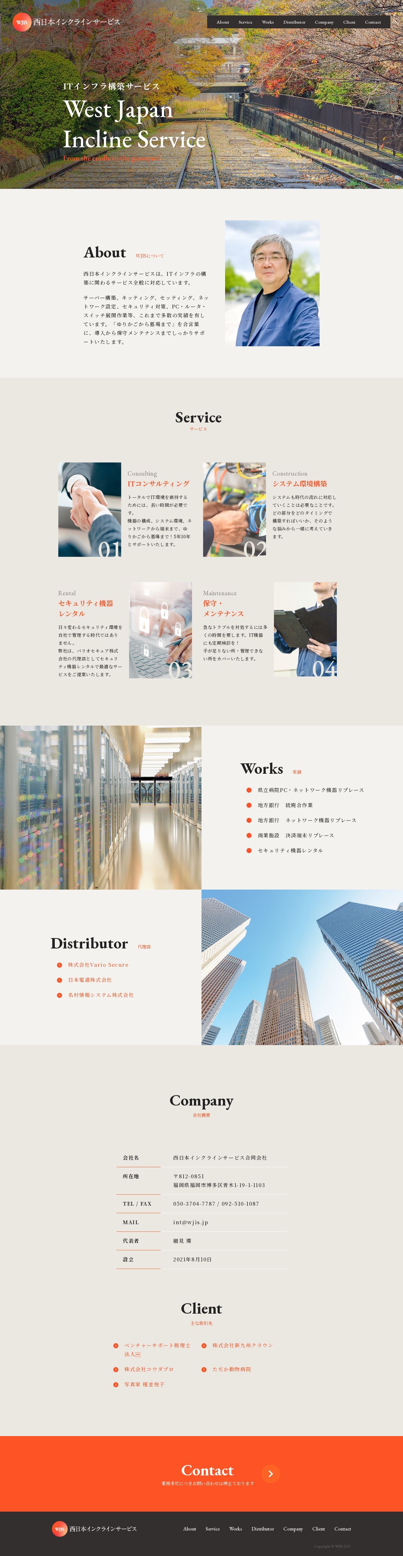 西日本インクラインサービス合同会社のスクショ(PCトップページ)