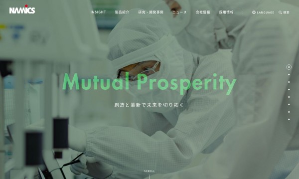 エレクトロケミカル材料メーカー 多言語サイト（ナミックス株式会社様）