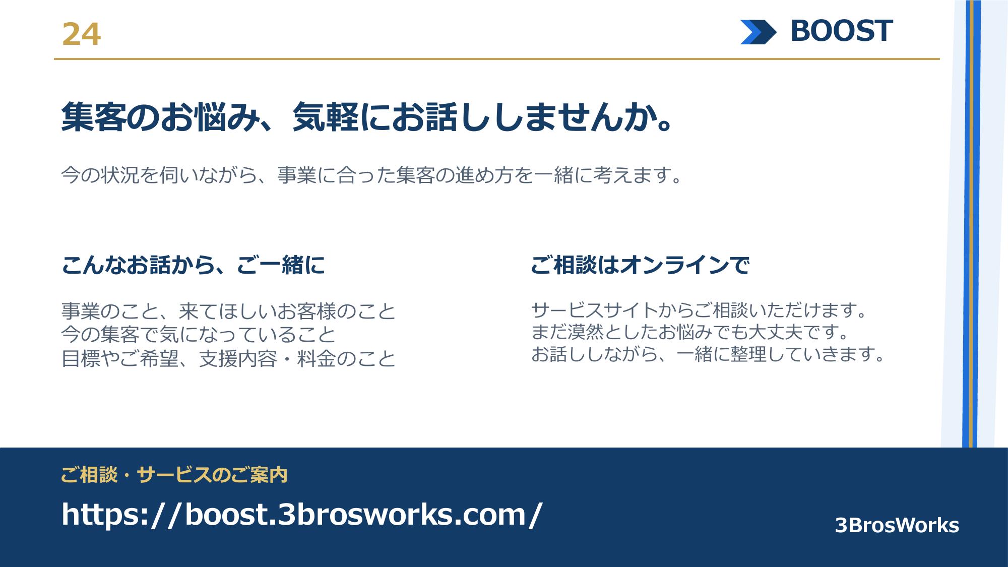 株式会社3Bros.works - BOOST サービス資料 - {(23 + 1)}ページ目