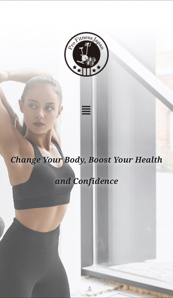 Pro Fitness JAPAN 日英サイトのスクショ（SPトップページ）