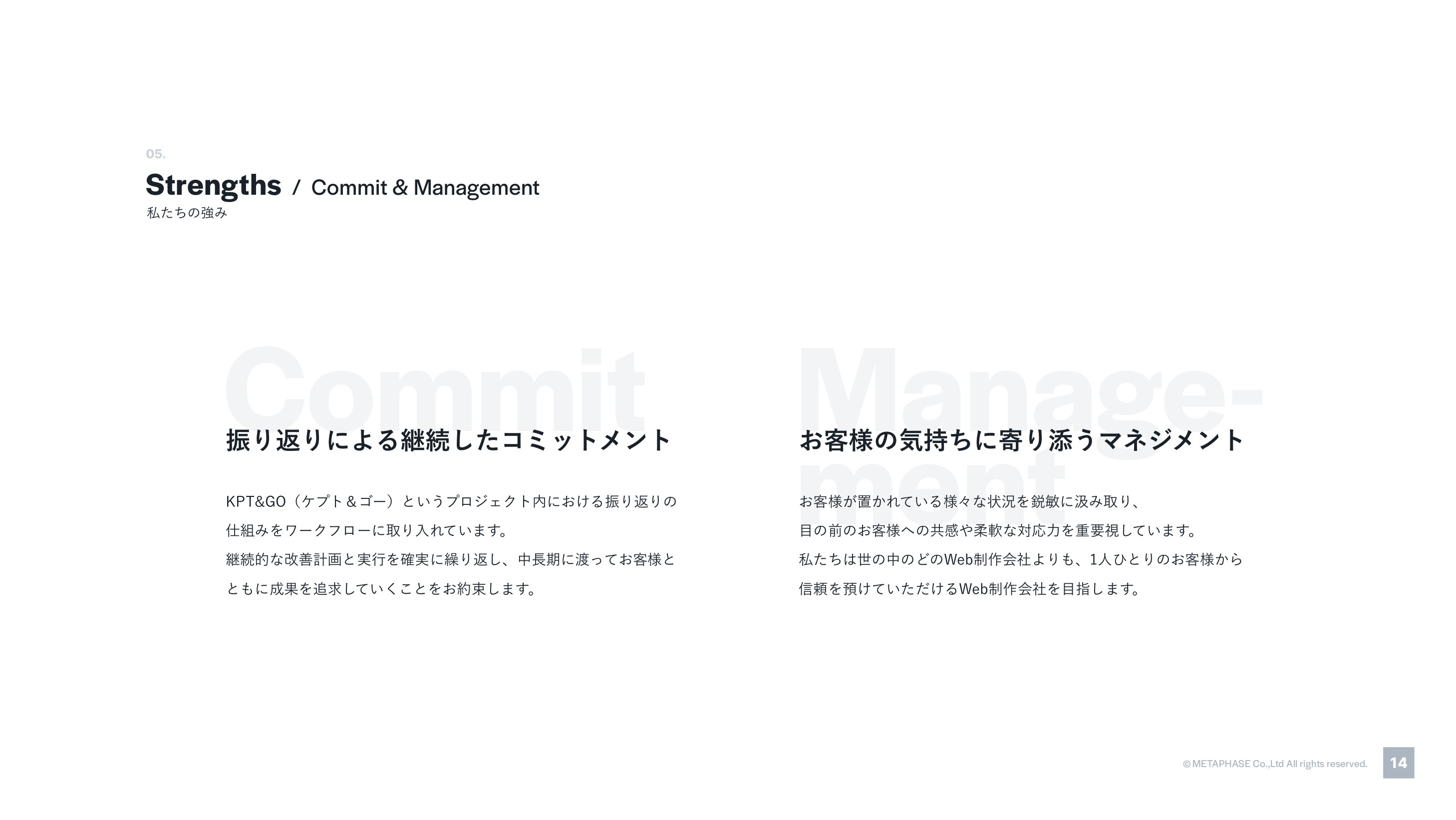 株式会社メタフェイズ - 会社案内2023 - {(13 + 1)}ページ目