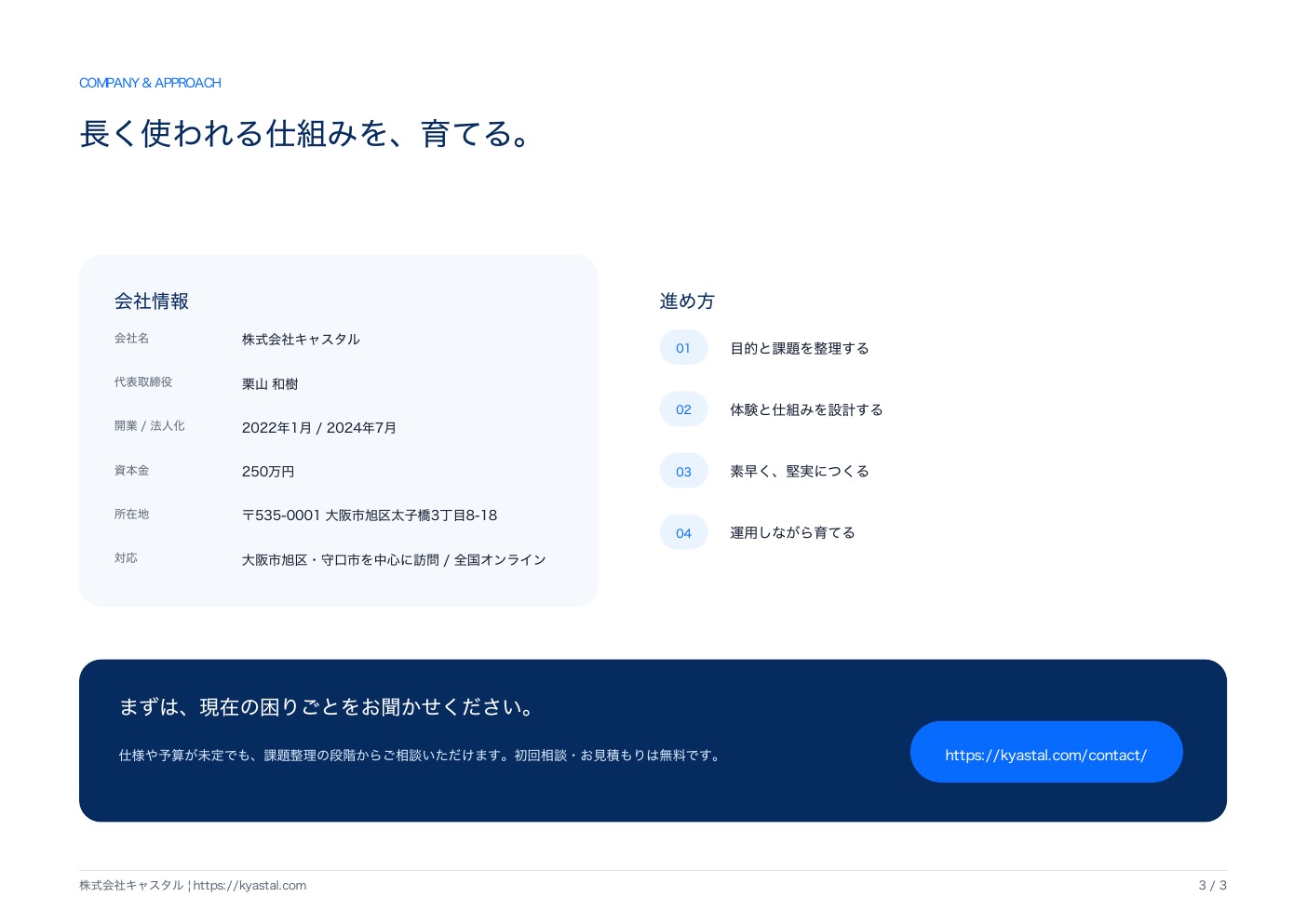 株式会社キャスタル - 株式会社キャスタル 会社案内 - {(2 + 1)}ページ目