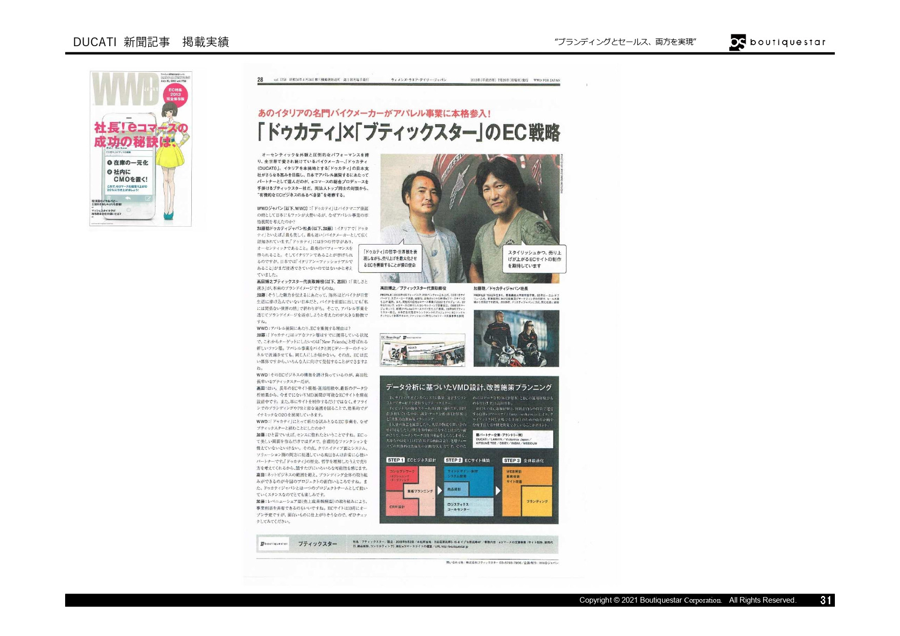 Boutiquestar Inc. | 株式会社ブティックスター - 会社案内・実績資料 - {(30 + 1)}ページ目