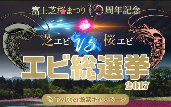 富士芝桜まつり10周年記念「芝エビ VS 桜エビ」エビ総選挙 Twitter投票キャンペーン