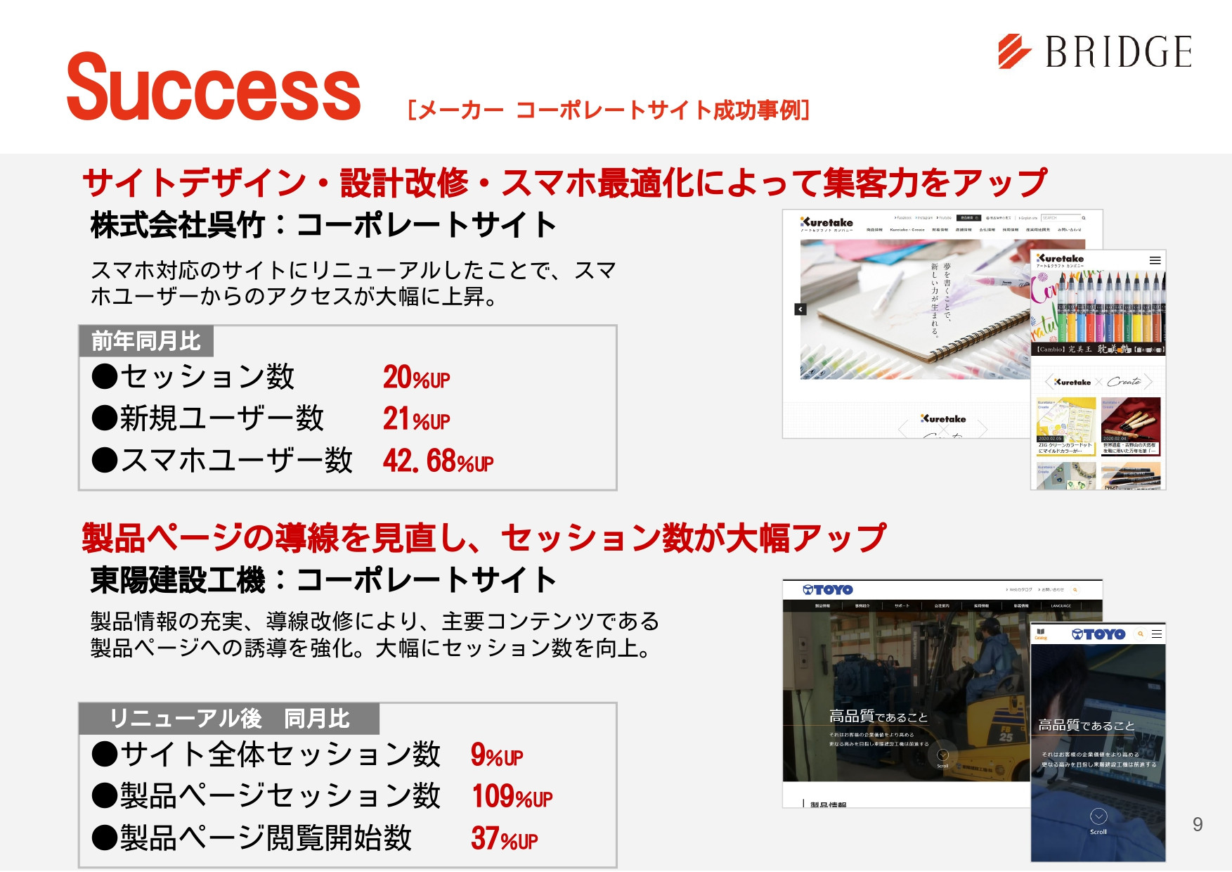 株式会社ブリッジコーポレーション - 実績紹介 - {(8 + 1)}ページ目