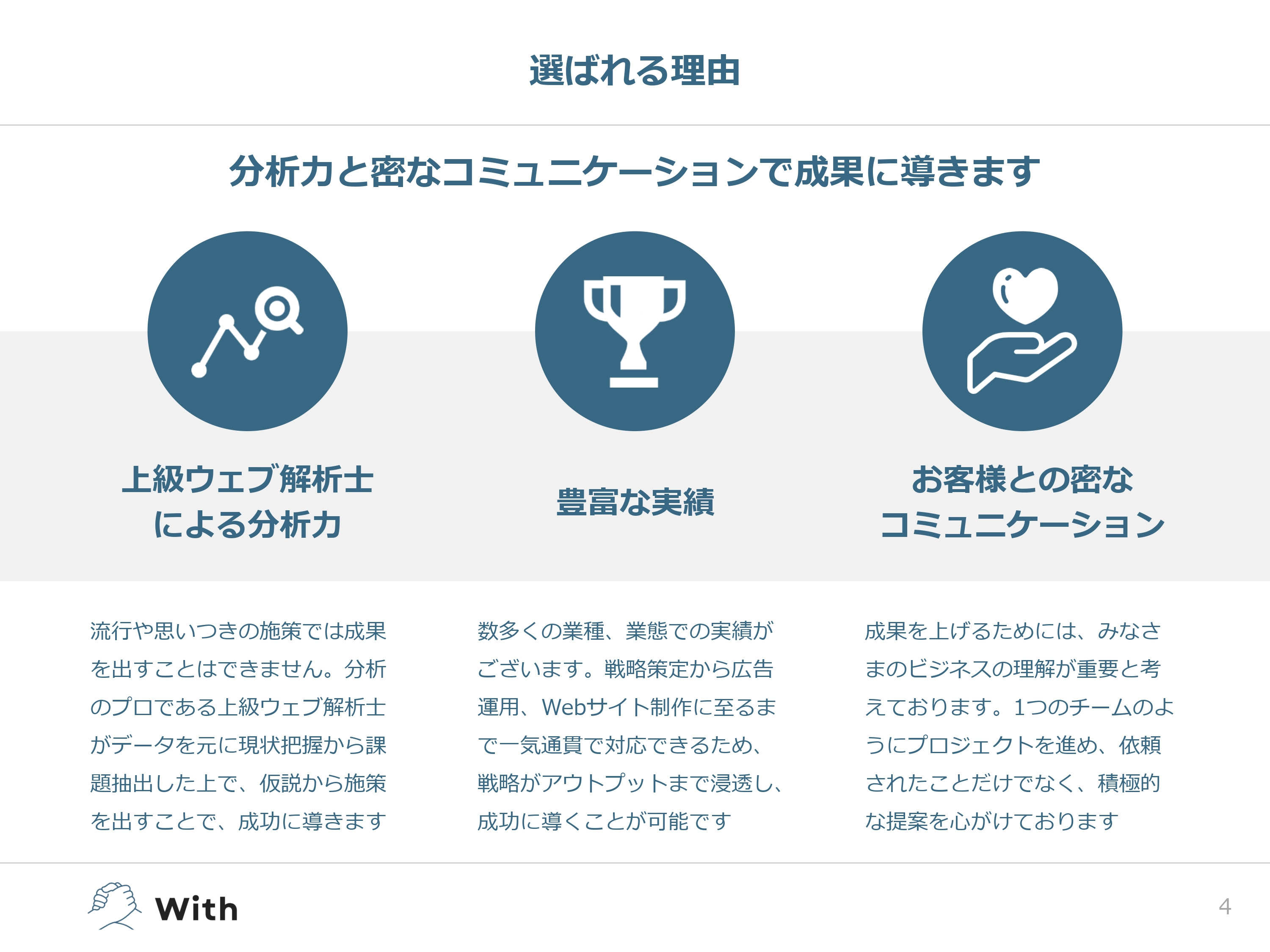 With - サービス案内 - {(4 + 1)}ページ目