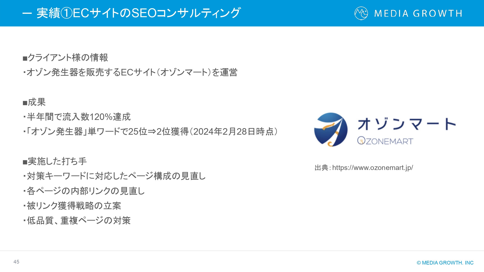 株式会社メディアグロース - SEO対策コンサルティング・SEO記事制作代行 サービス資料【株式会社メディアグロース】 - {(44 + 1)}ページ目