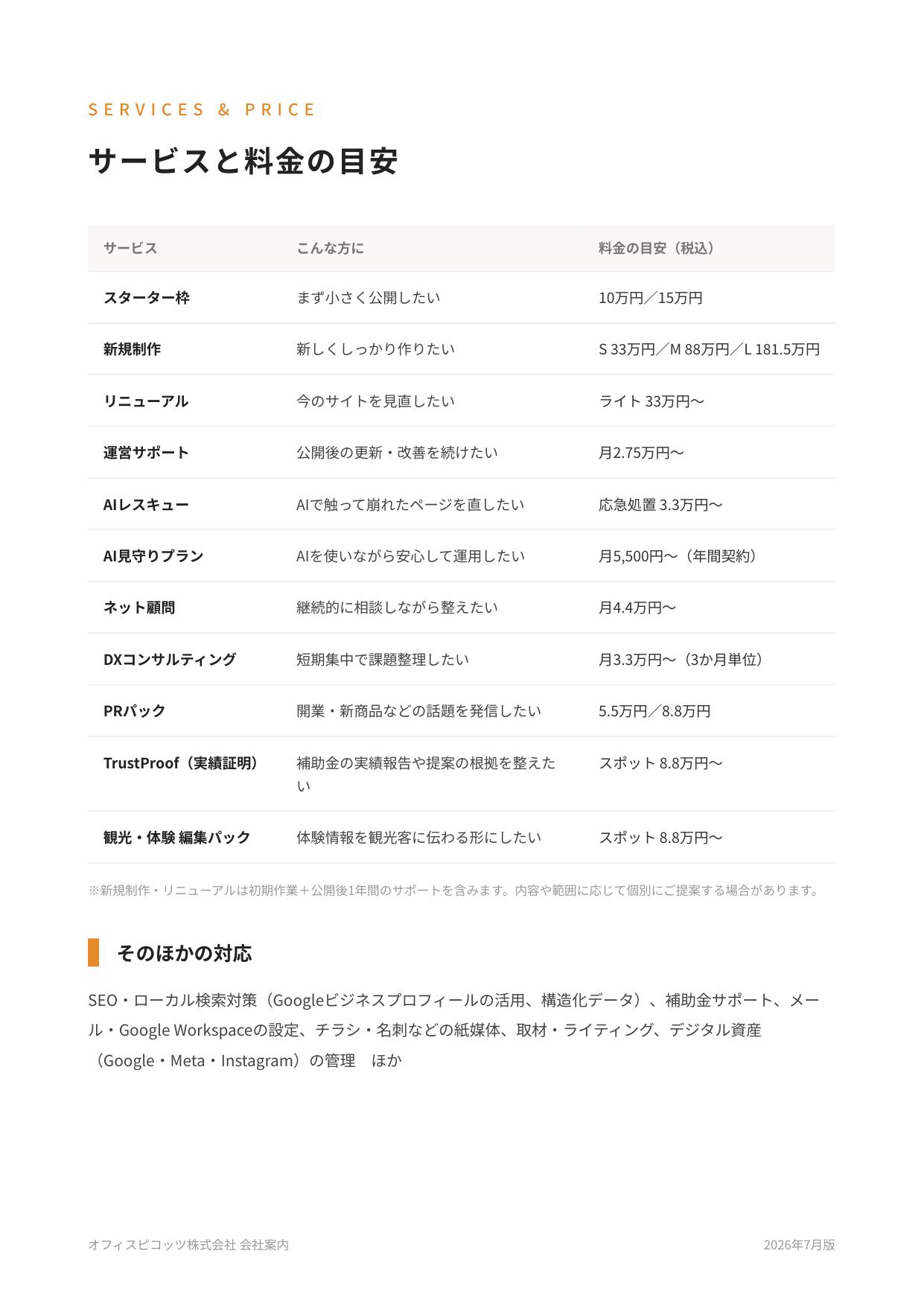 オフィスピコッツ株式会社 - 会社案内 - {(2 + 1)}ページ目