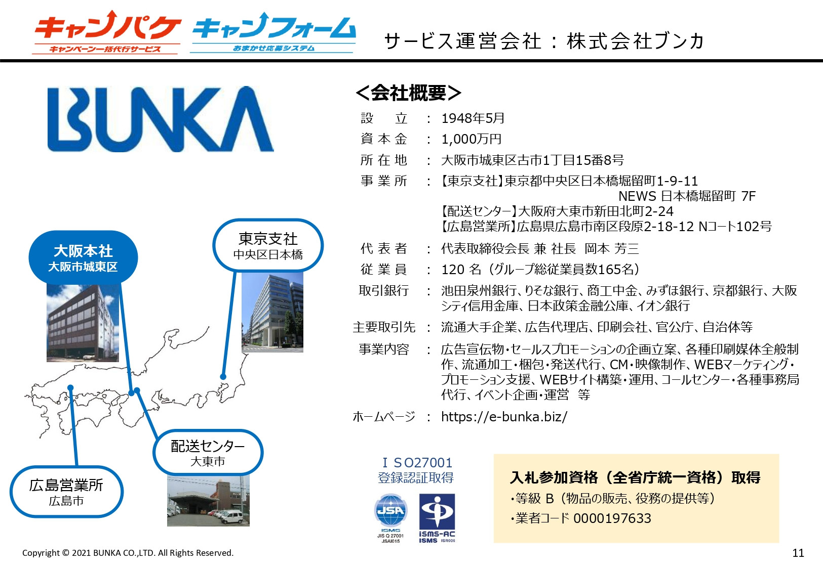 株式会社ブンカ - キャンペーン一括代行サービス「キャンパケ」 - {(11 + 1)}ページ目