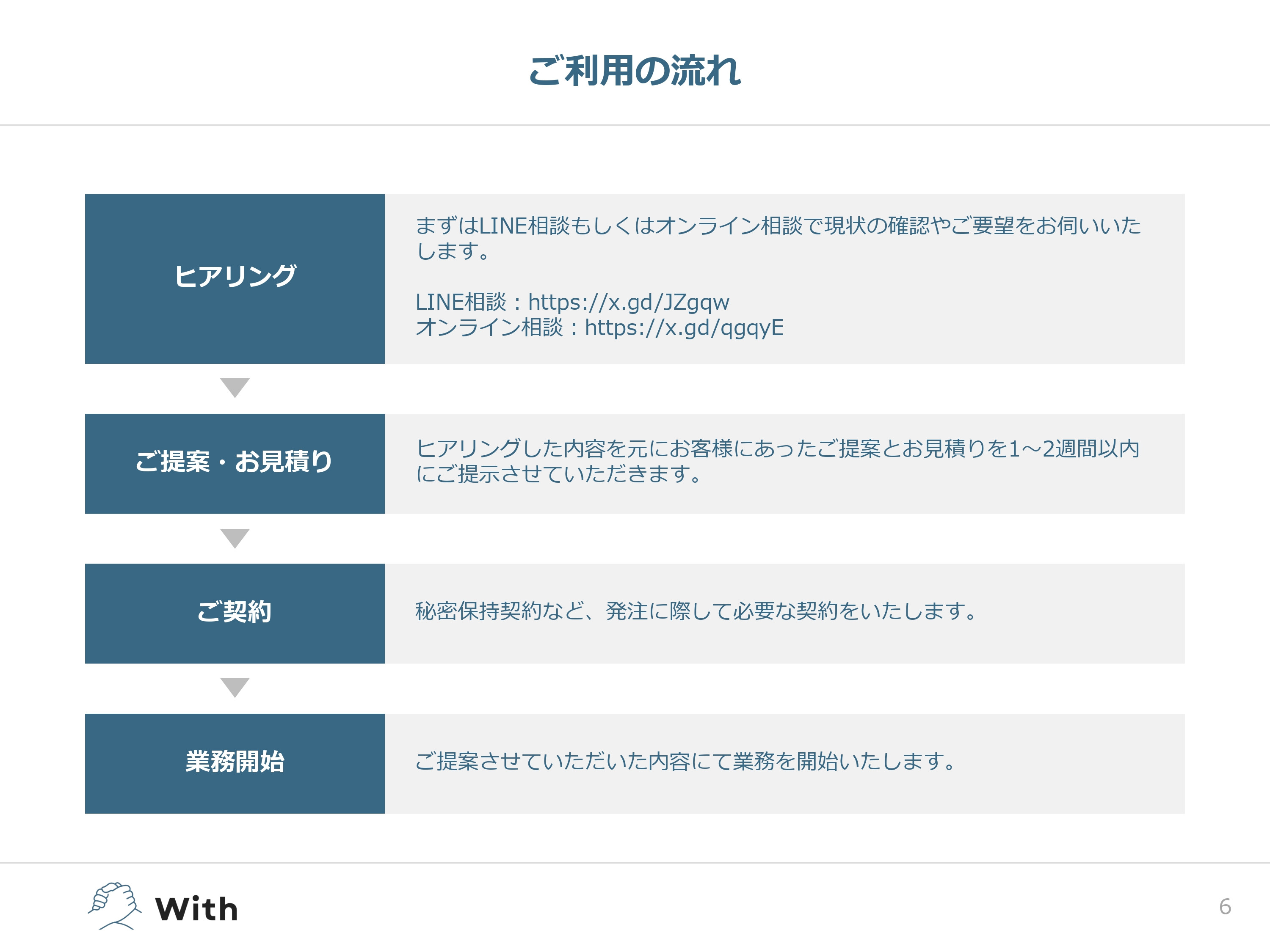 With - サービス案内 - {(6 + 1)}ページ目