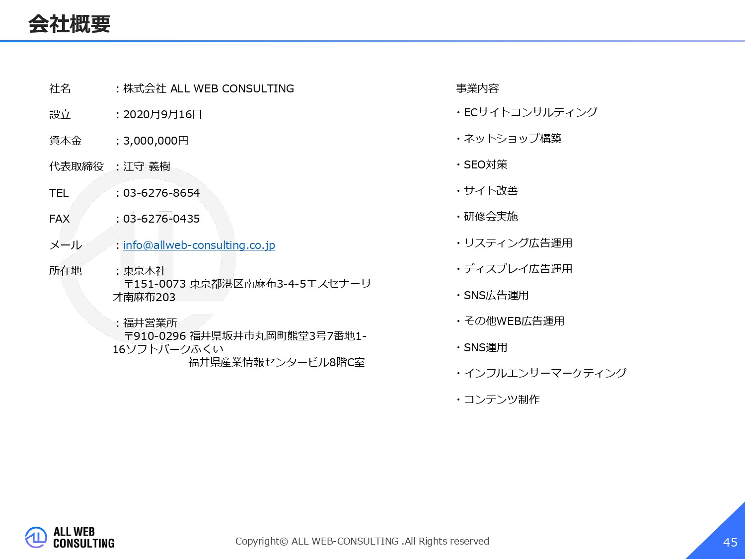 株式会社ALL WEB CONSULTING - ECサイト分析サービス概要 - {(44 + 1)}ページ目