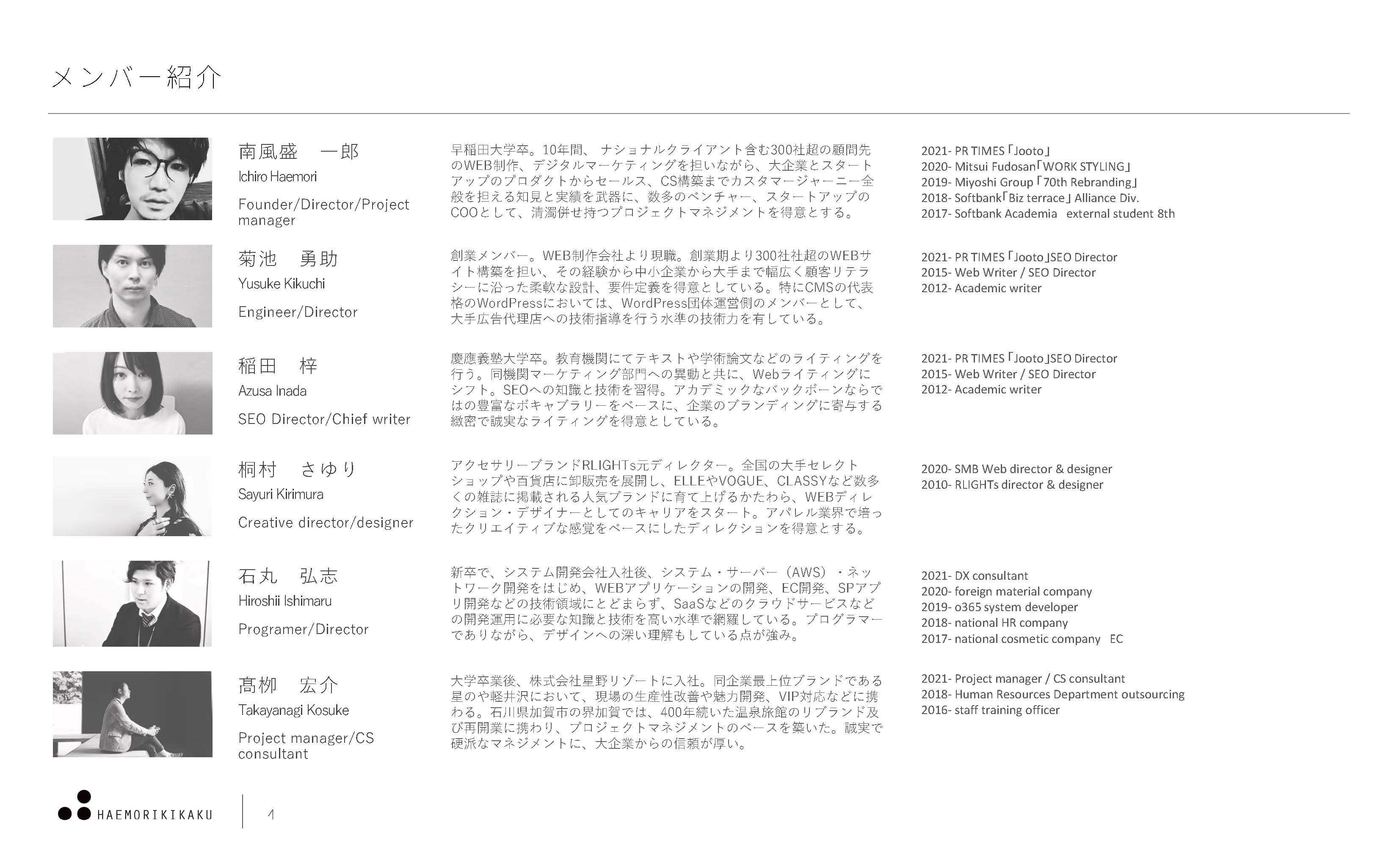 株式会社ハエモリ企画 - 株式会社ハエモリ企画会社資料 - {(3 + 1)}ページ目