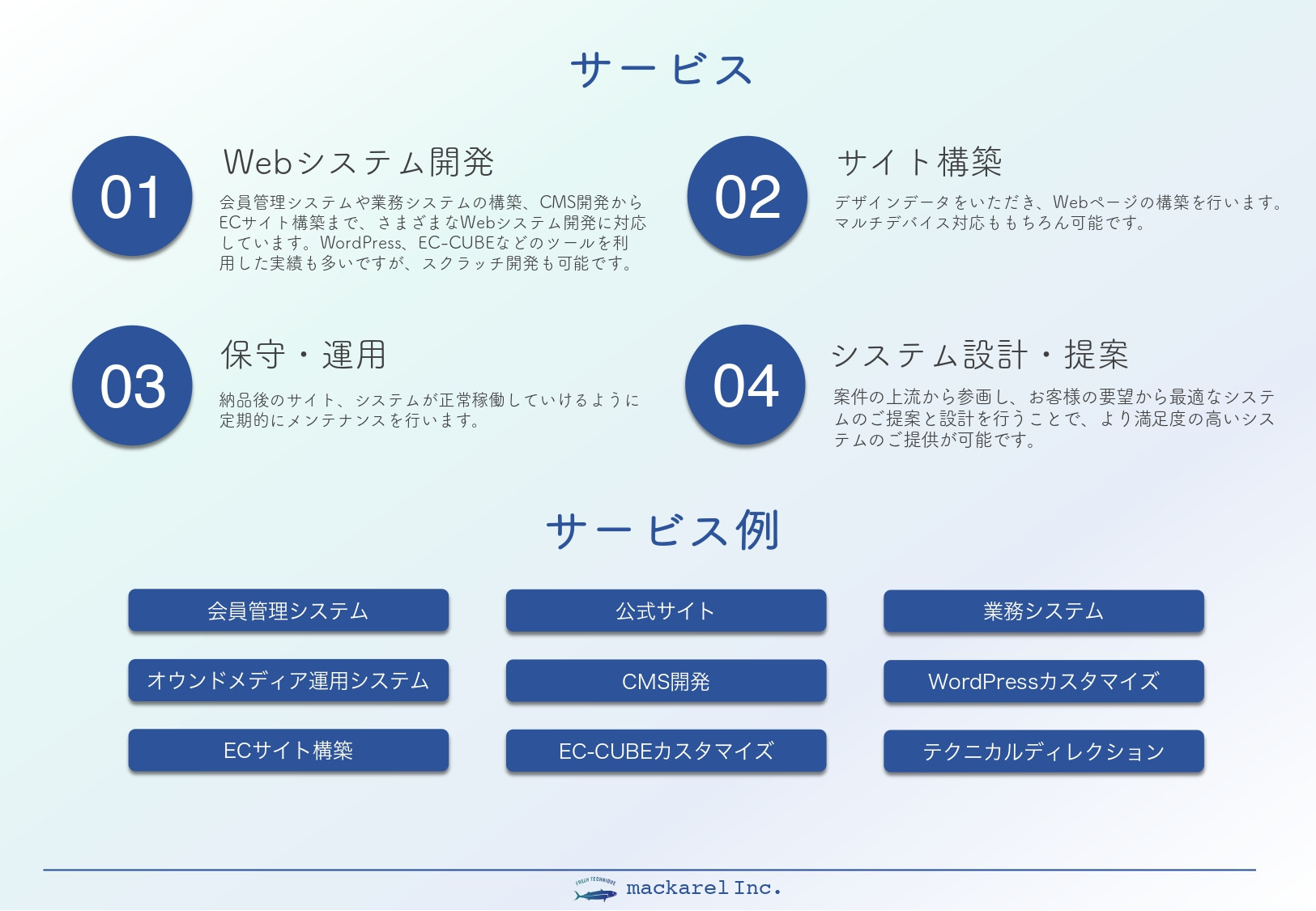 mackarel株式会社 - 会社案内 - {(2 + 1)}ページ目