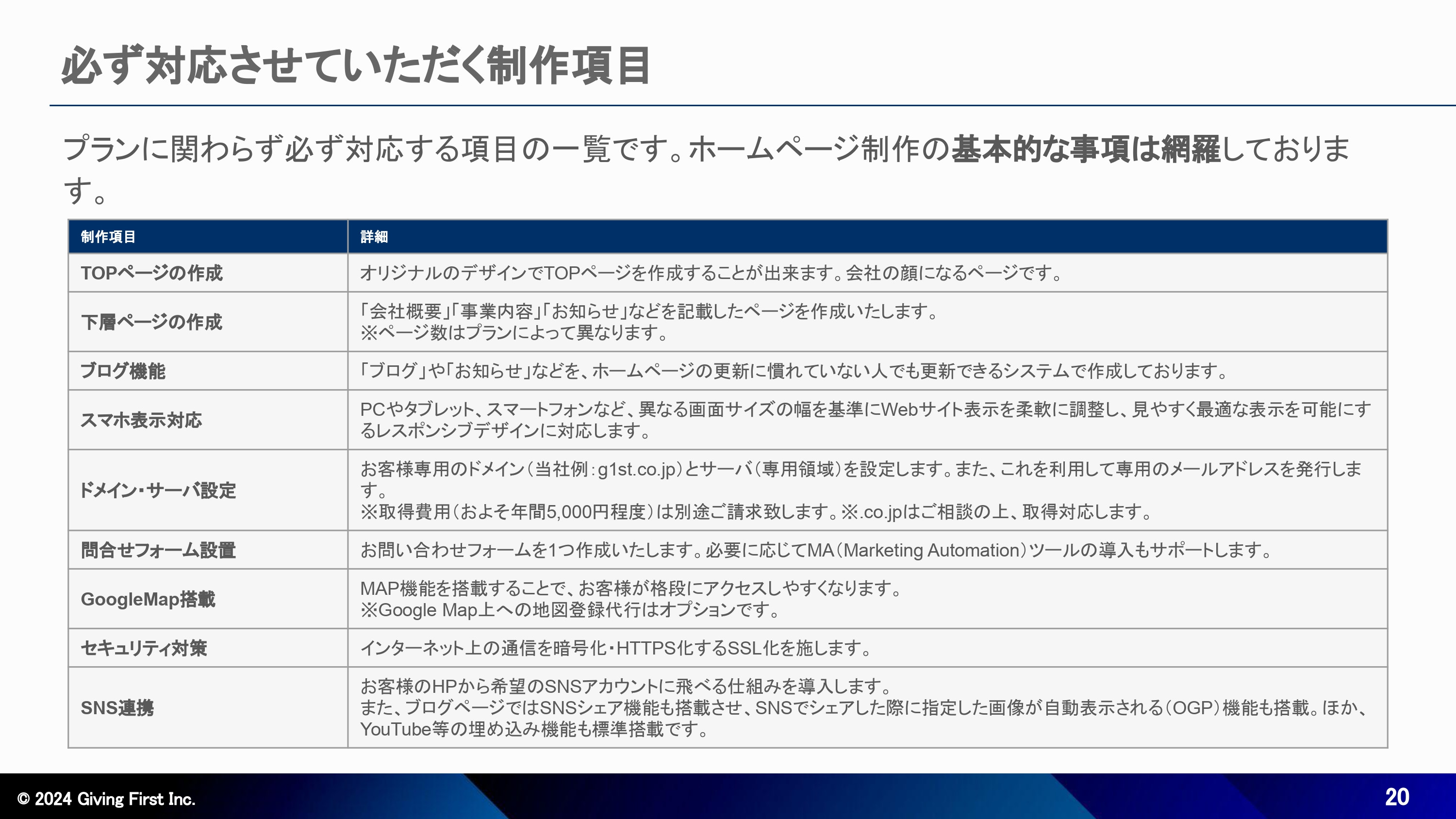 株式会社Giving First - Webサイト制作サービス紹介資料 - {(19 + 1)}ページ目