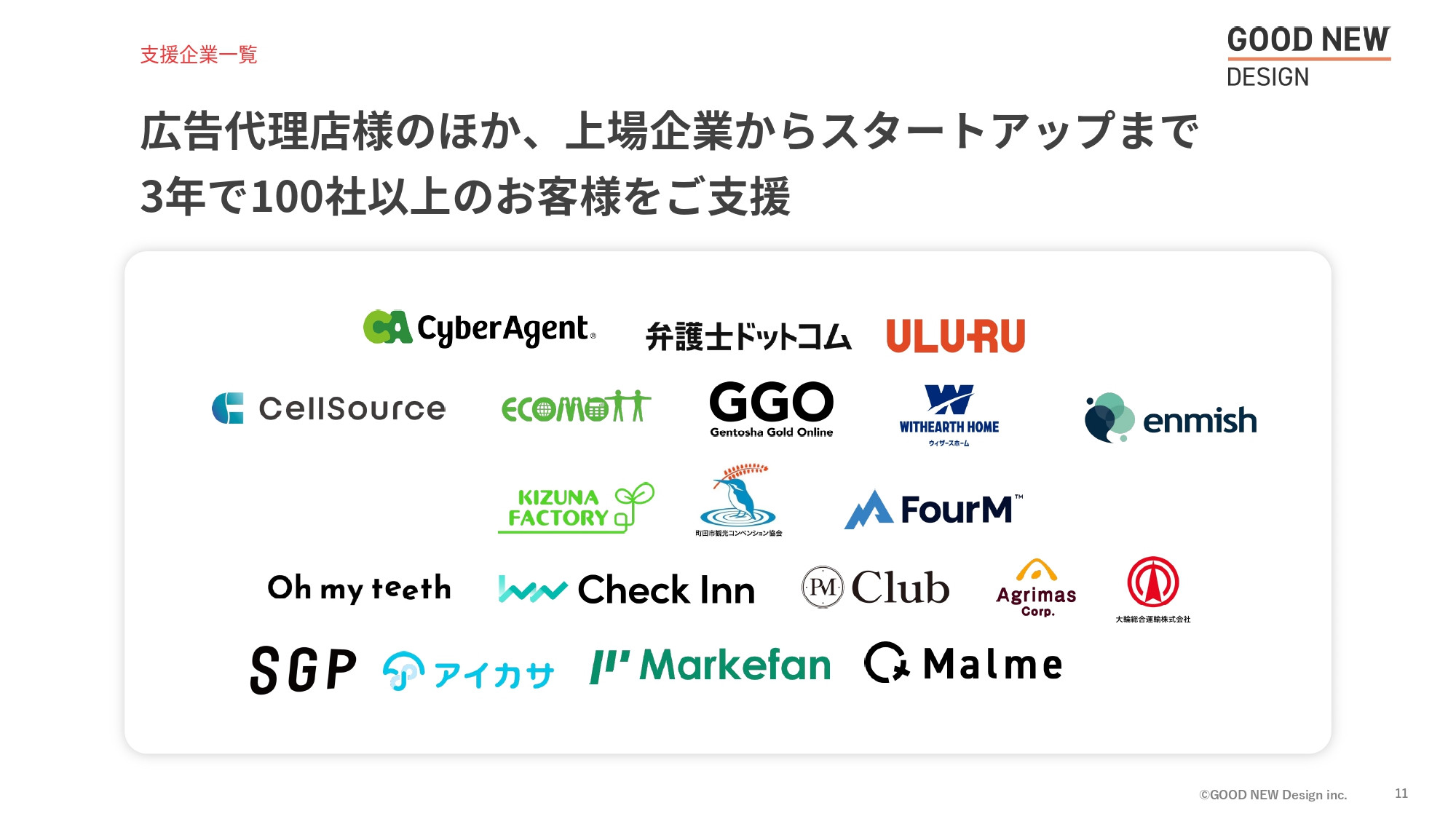 GOOD NEW Design株式会社 - 会社紹介資料 - {(10 + 1)}ページ目