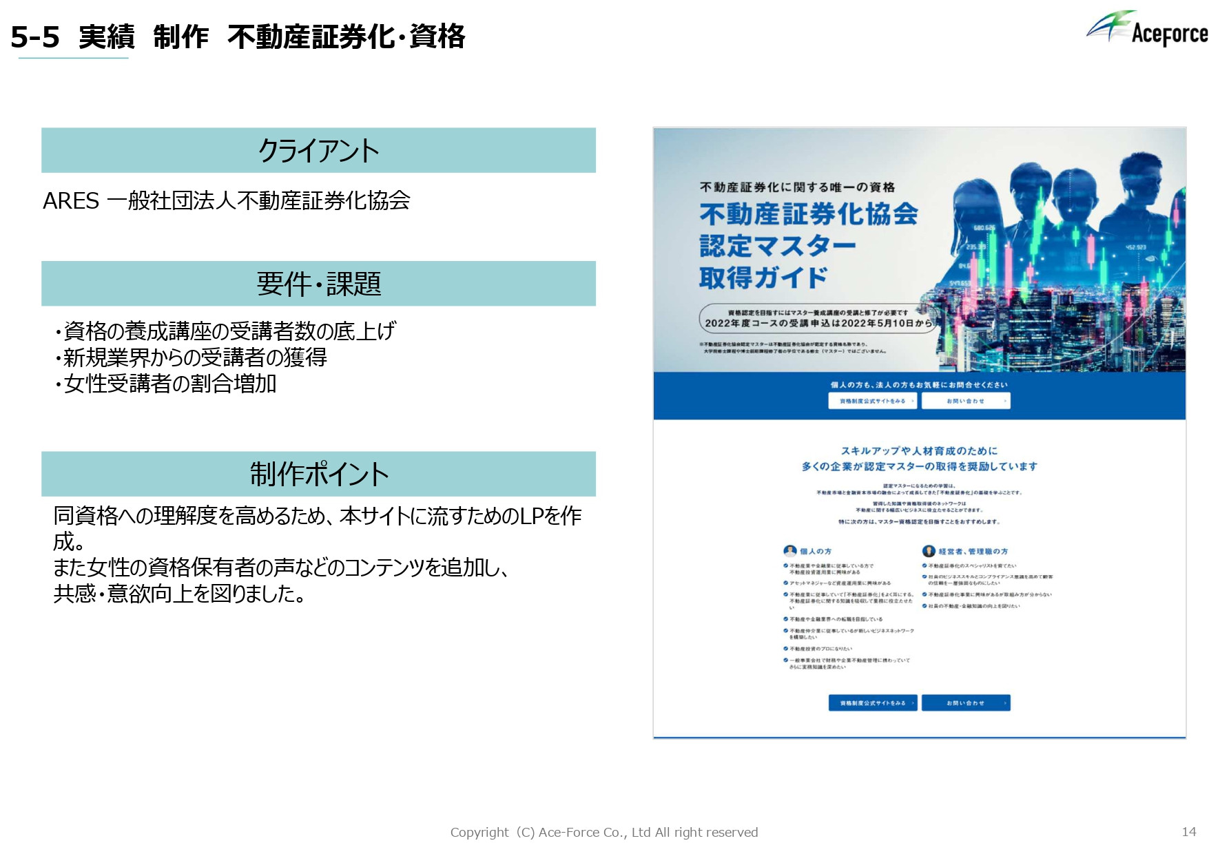 株式会社エース・フォース - 会社概要 - {(13 + 1)}ページ目