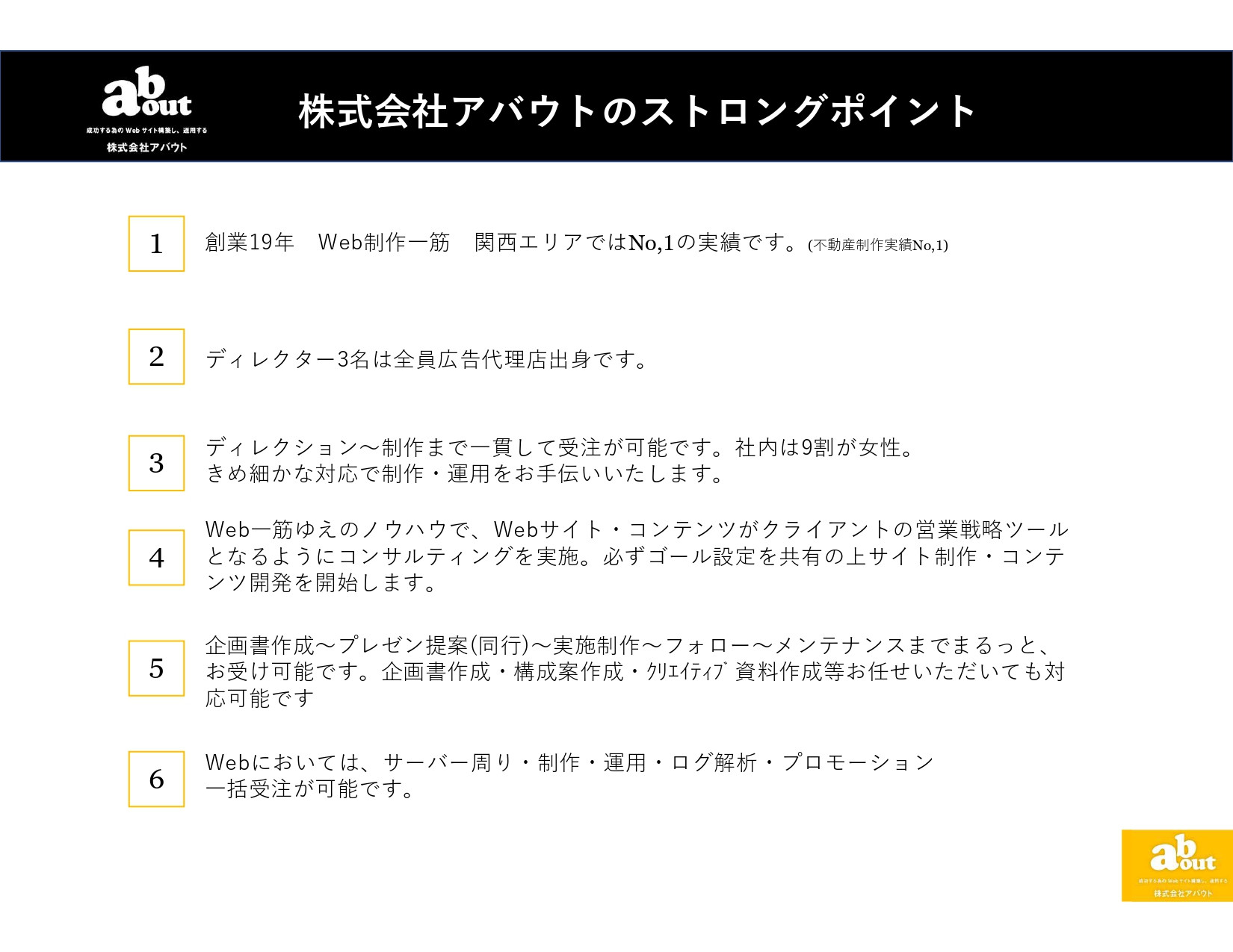 株式会社アバウト - ストロングポイント - {(0 + 1)}ページ目