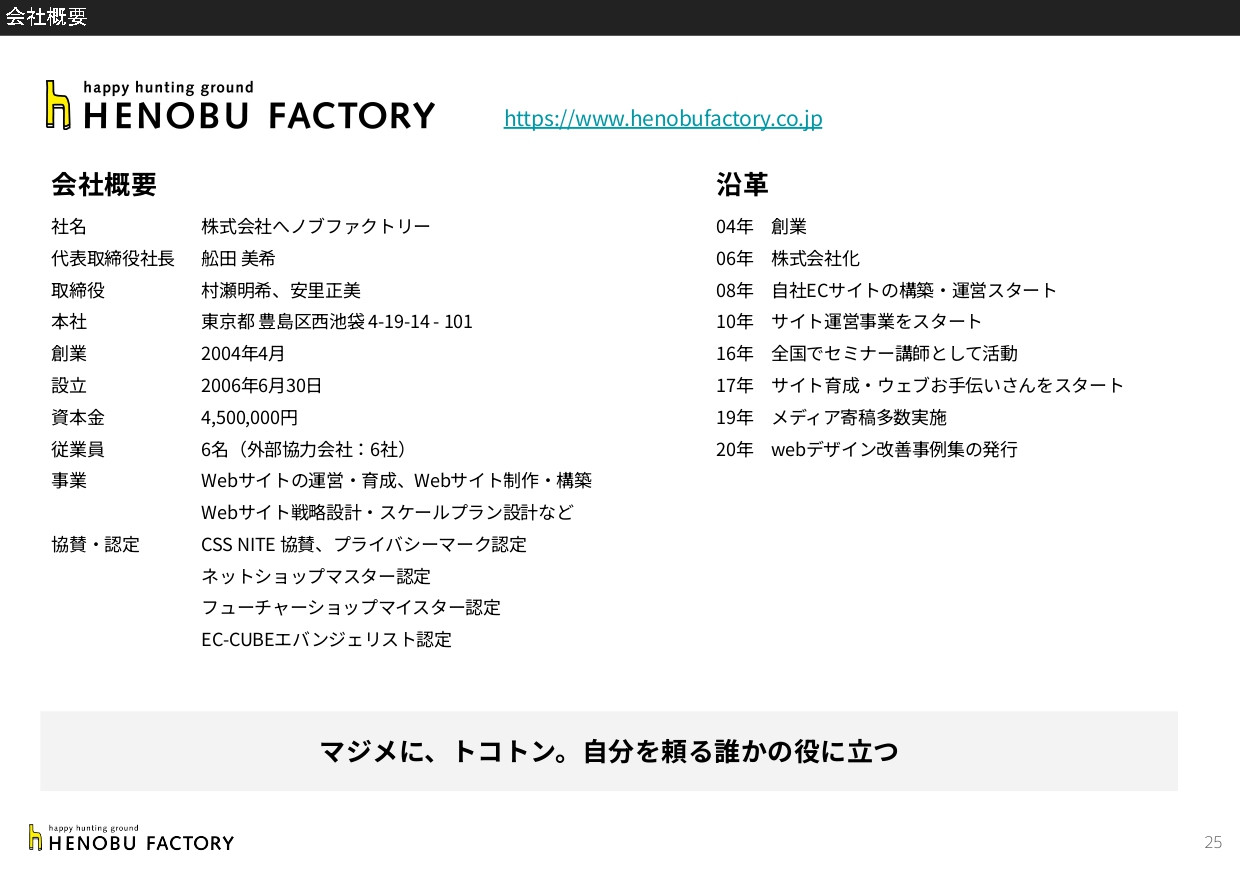 株式会社ヘノブファクトリー - [22.05.25]ヘノブファクトリー会社紹介資料 - {(24 + 1)}ページ目