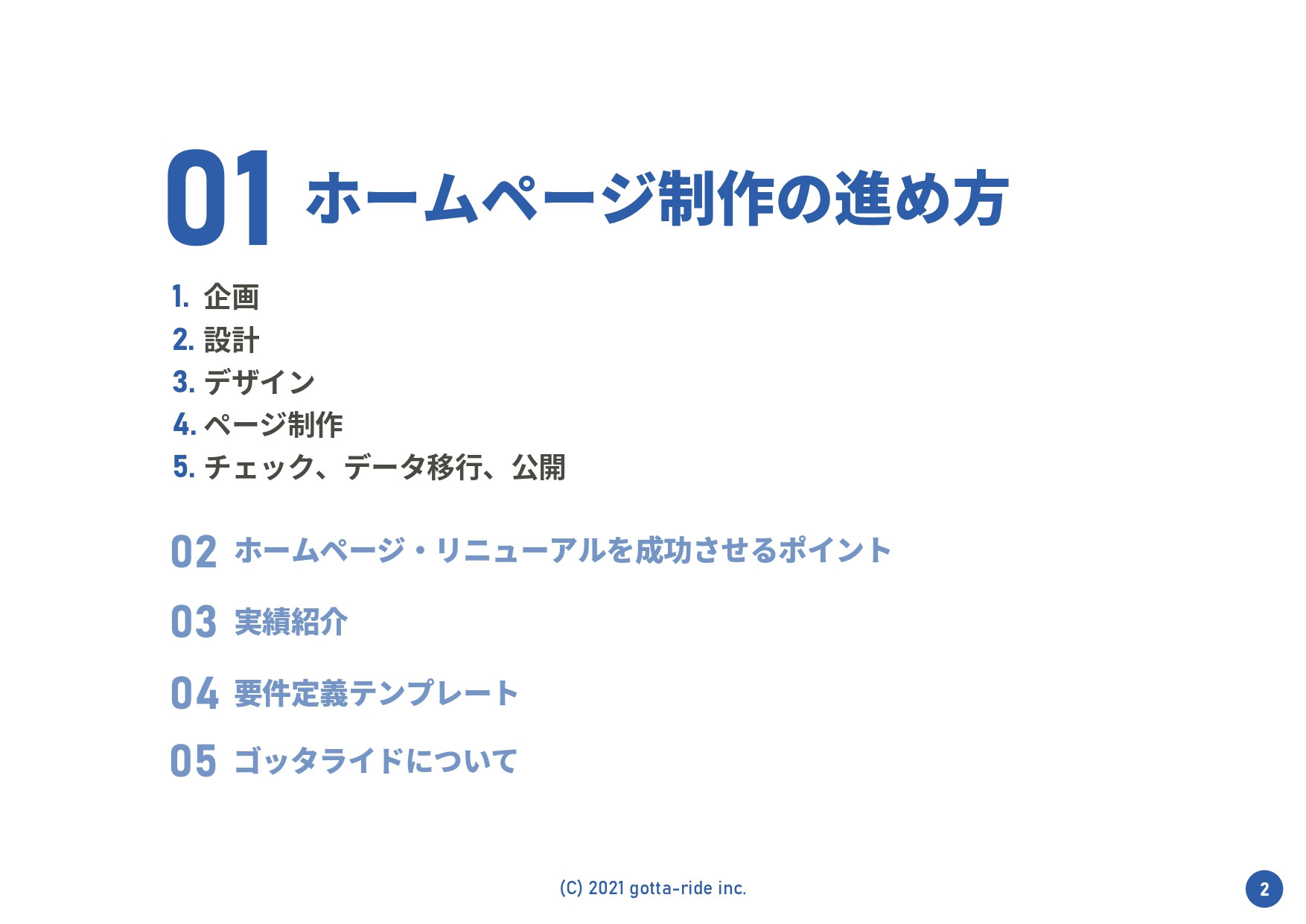株式会社ゴッタライド - ホームページ・リニューアルの進め方ガイド（抜粋版） - {(3 + 1)}ページ目