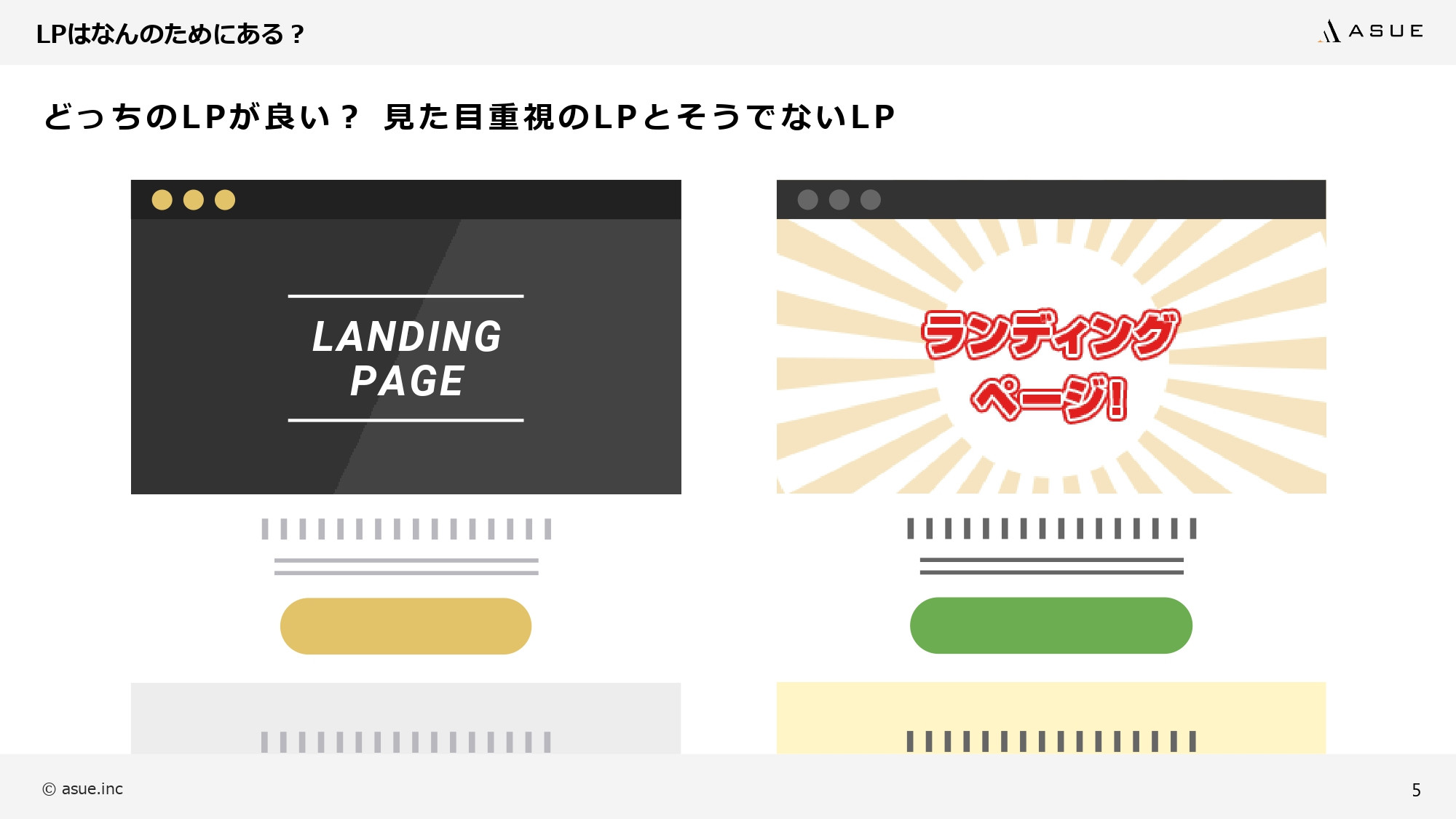 ASUE株式会社 - ランディングページ制作のポイント - {(4 + 1)}ページ目
