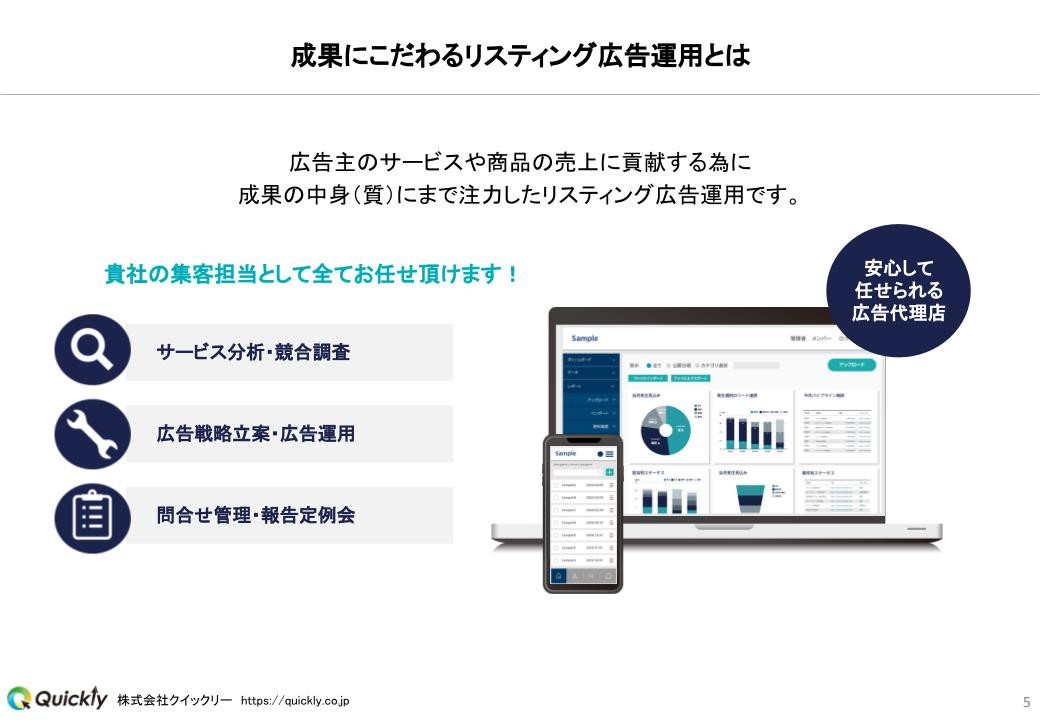 株式会社クイックリー - 概要資料 - {(4 + 1)}ページ目