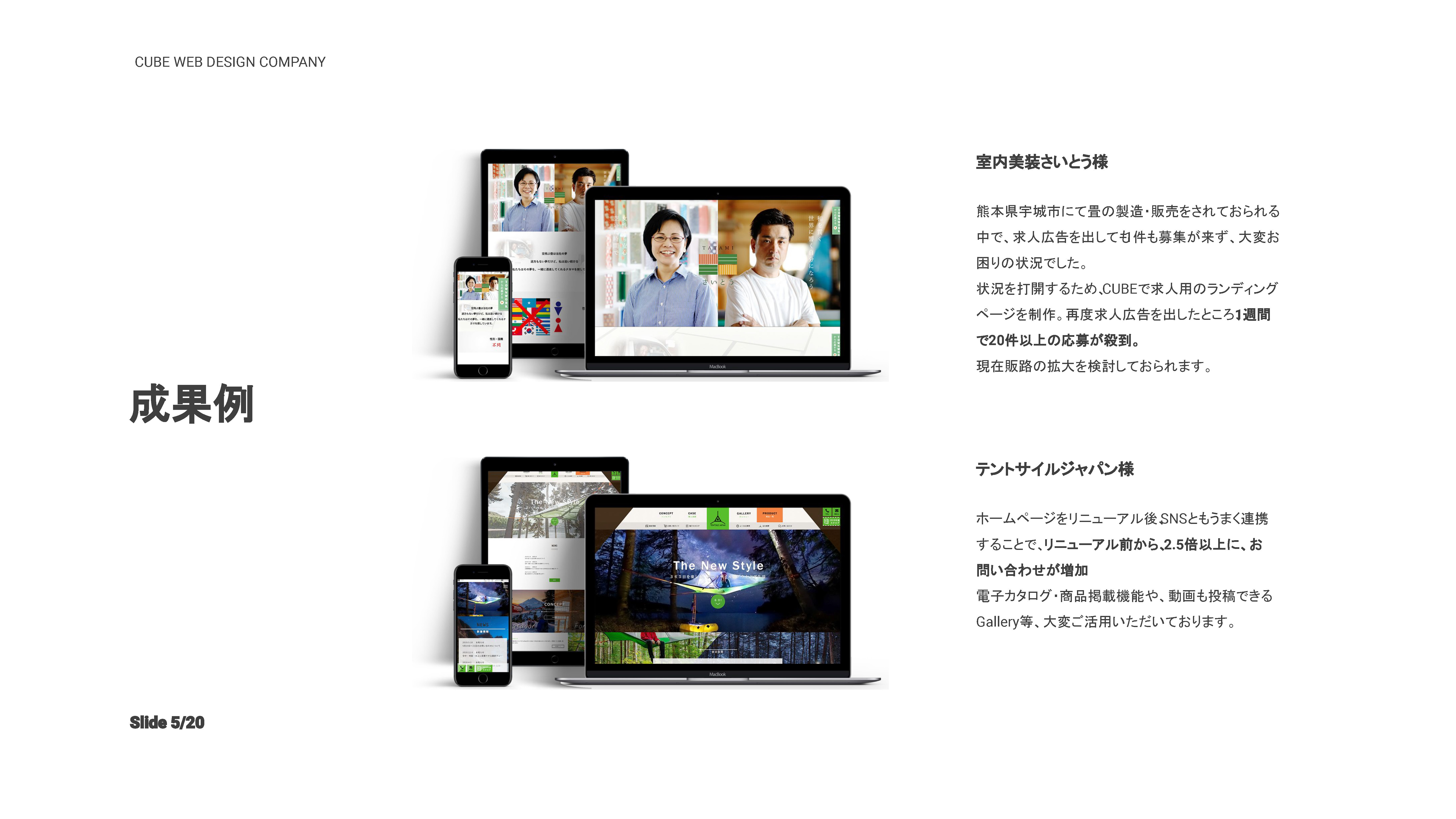 株式会社CUBE - CUBEのホームページ制作 - {(4 + 1)}ページ目