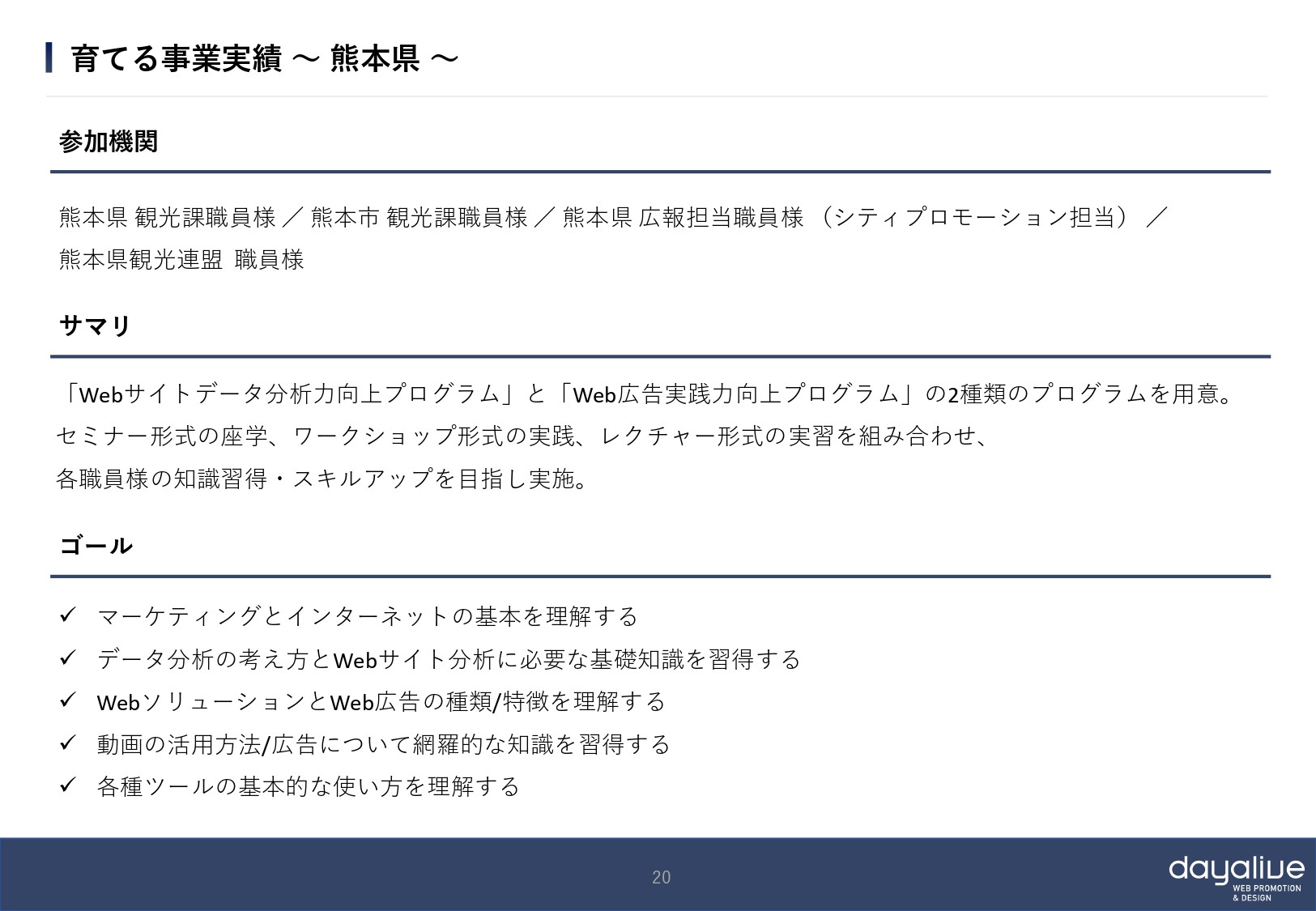 株式会社デイアライブ - 会社概要 - {(19 + 1)}ページ目