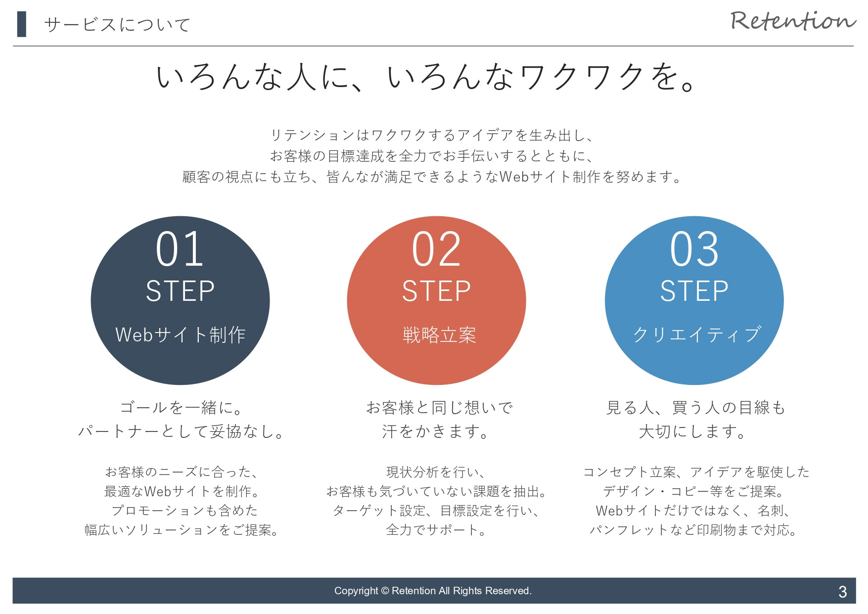 株式会社リテンション - 会社案内 - {(2 + 1)}ページ目