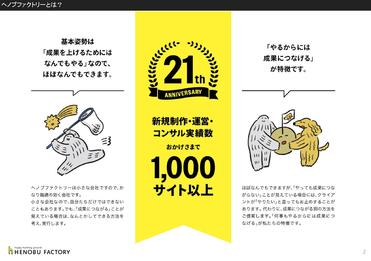 株式会社ヘノブファクトリー - [22.05.25]ヘノブファクトリー会社紹介資料 - {(1 + 1)}ページ目