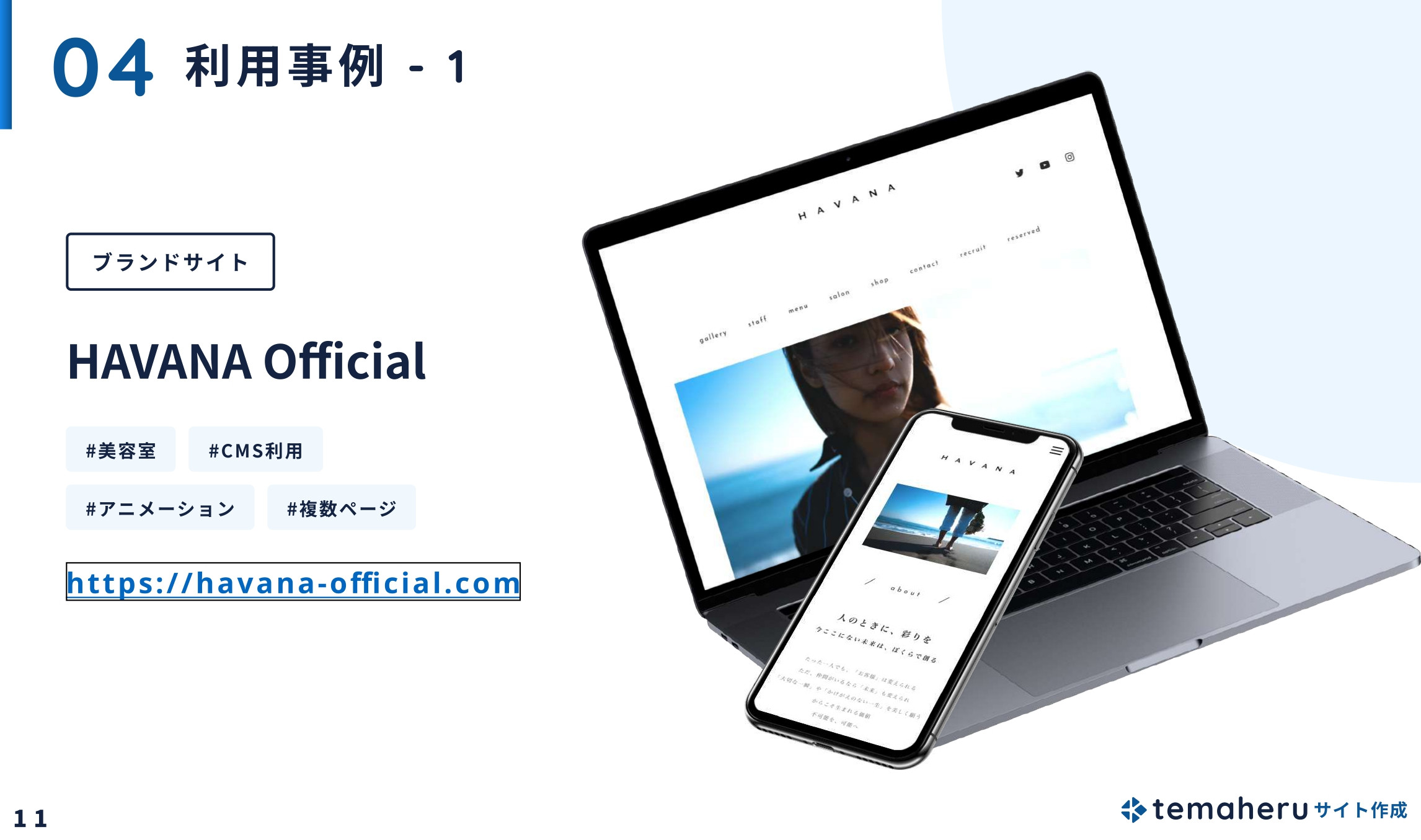 Alley株式会社 - temaheru サイト作成 サービス概要資料 - {(11 + 1)}ページ目
