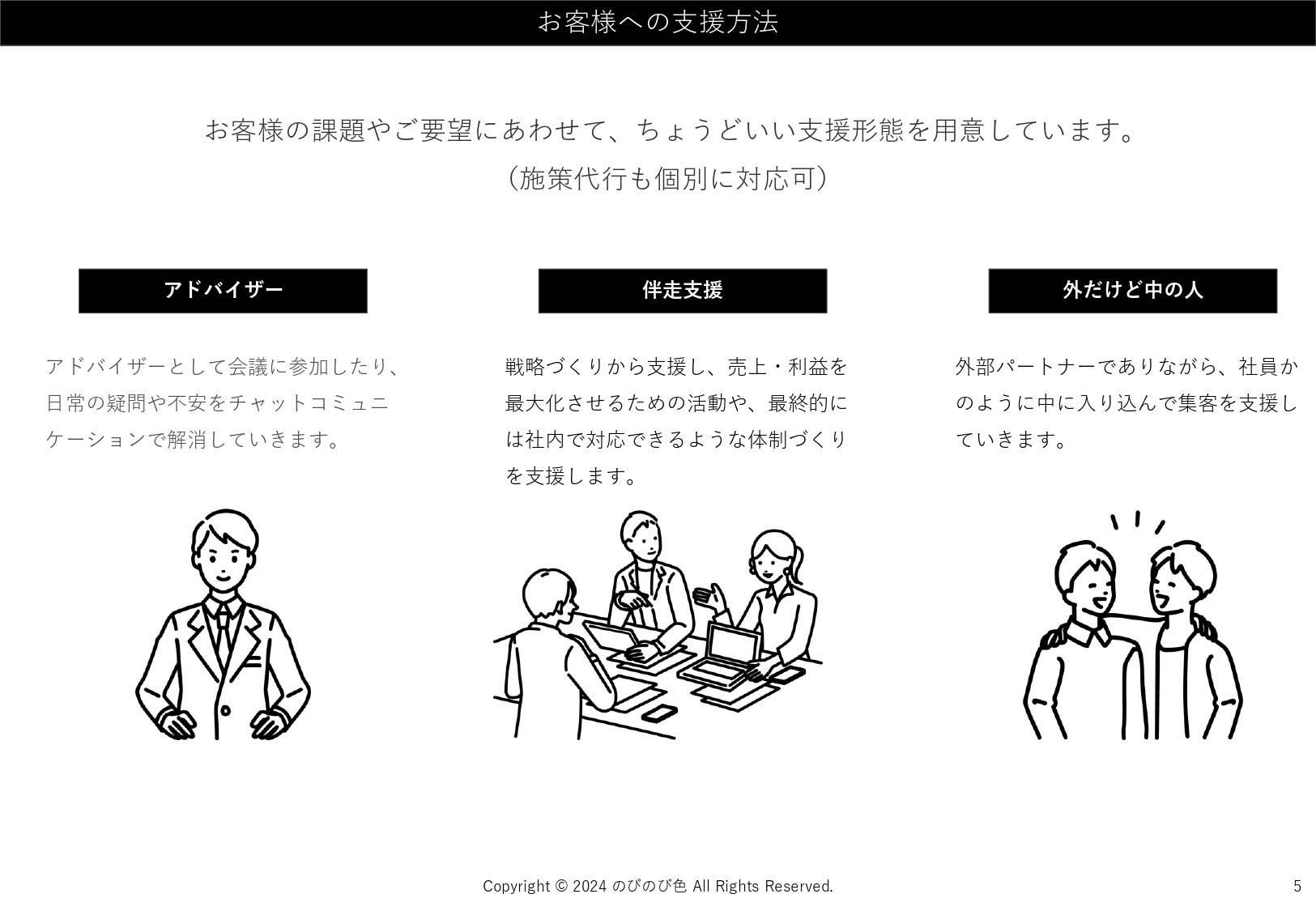 株式会社のびのび色 - 会社案内 - {(4 + 1)}ページ目
