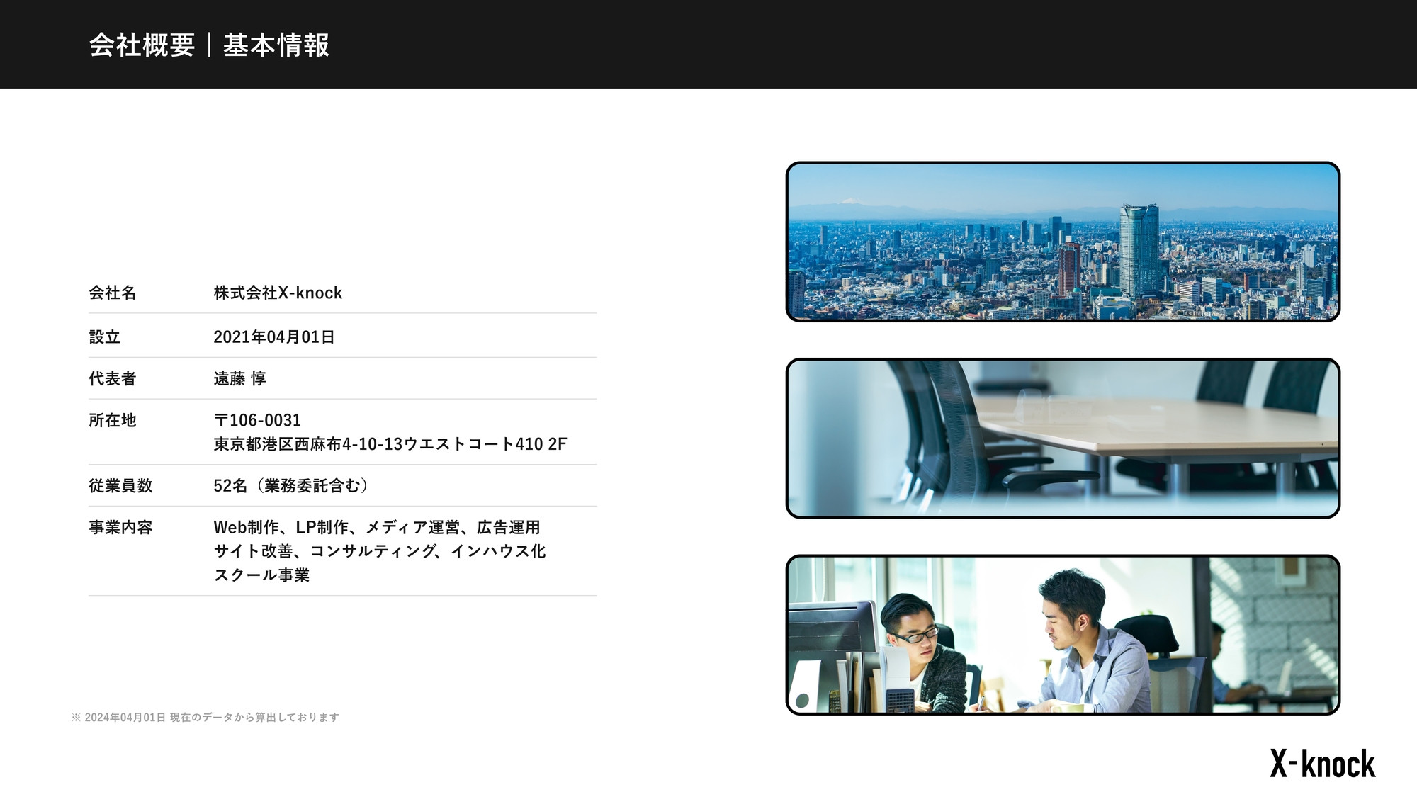 株式会社X-knock - 【会社概要資料】株式会社X-knock - {(3 + 1)}ページ目