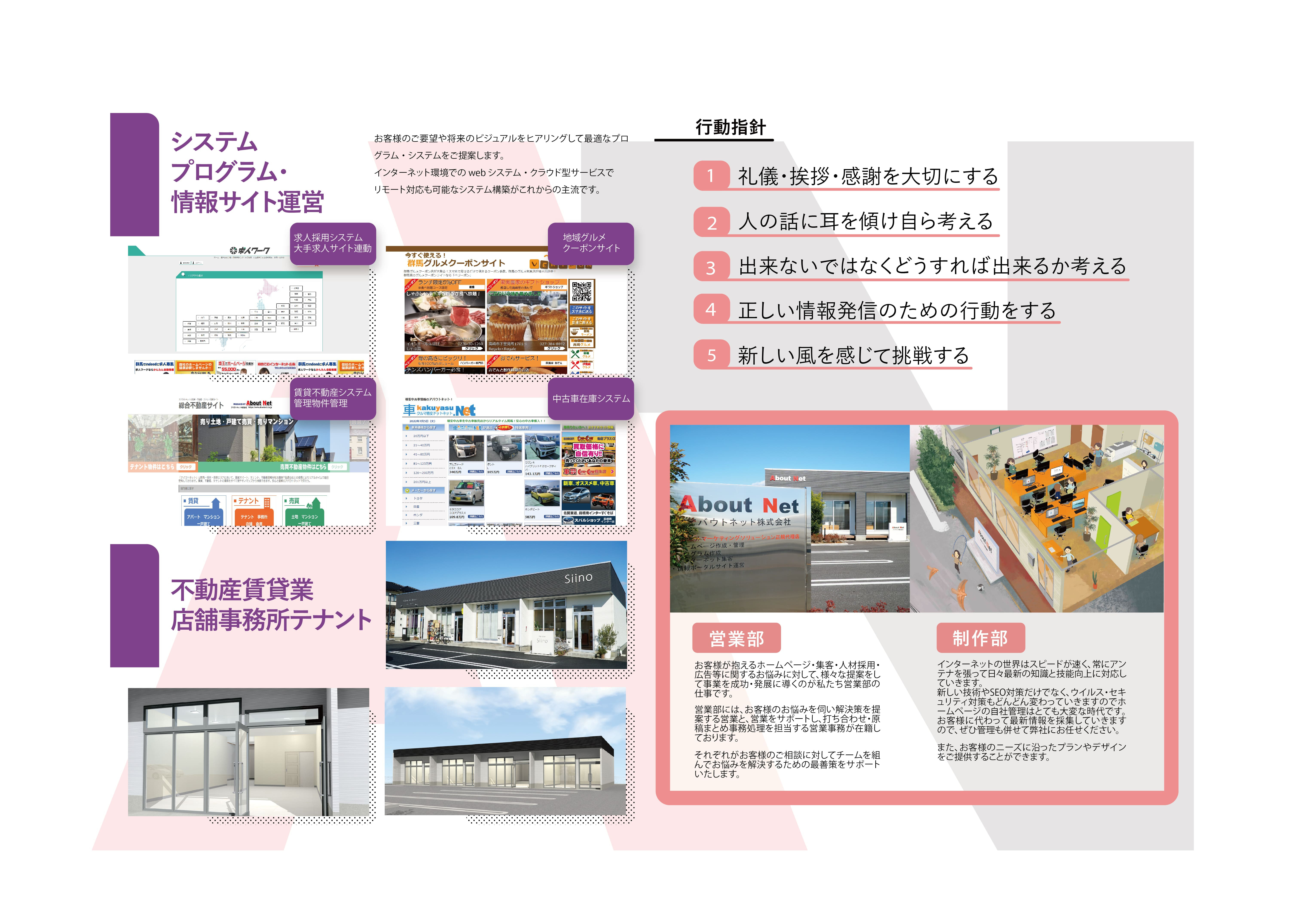 アバウトネット株式会社 - 会社案内 - {(4 + 1)}ページ目