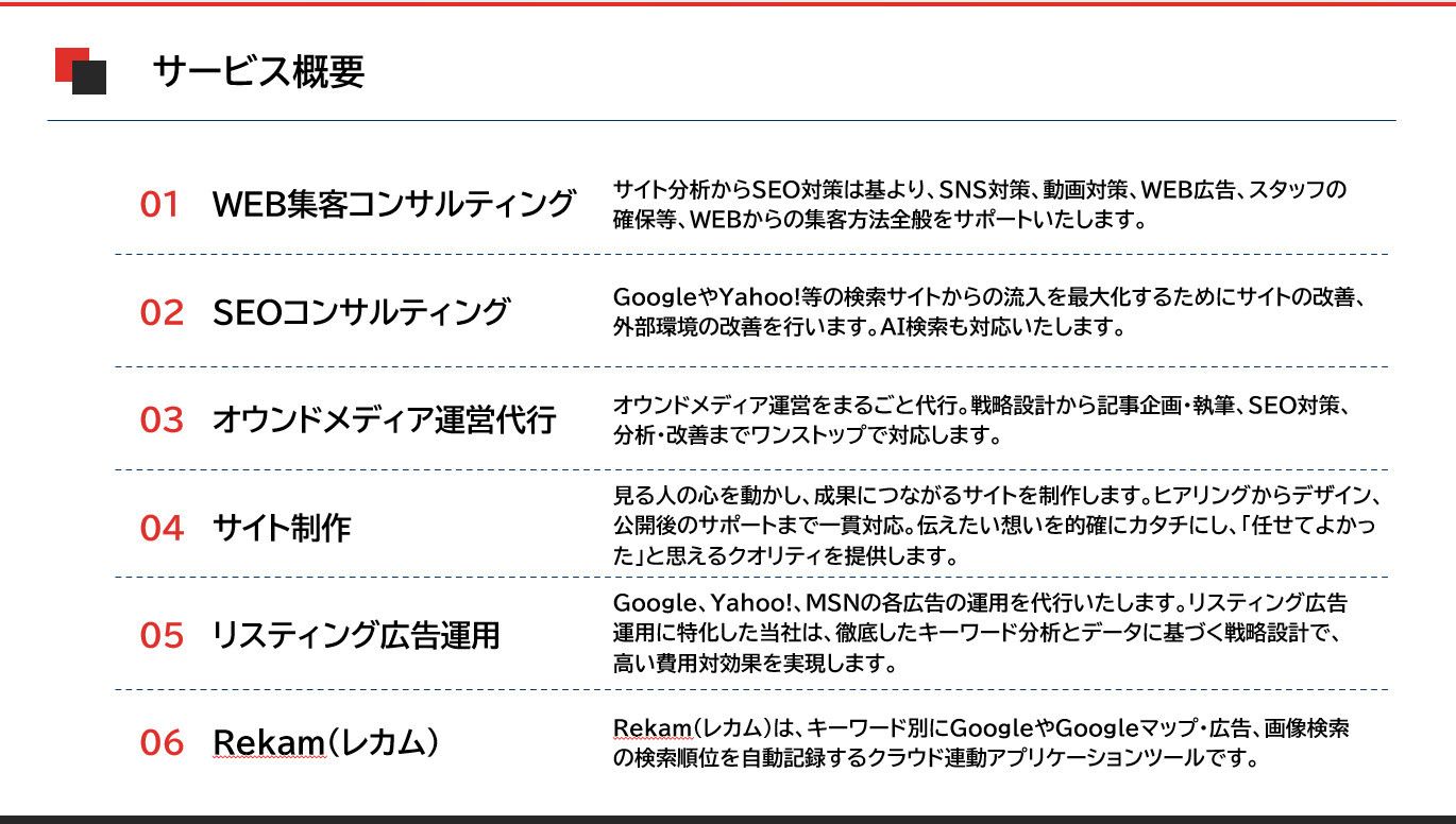 リサーチ合同会社 - 会社サービス紹介 - {(0 + 1)}ページ目