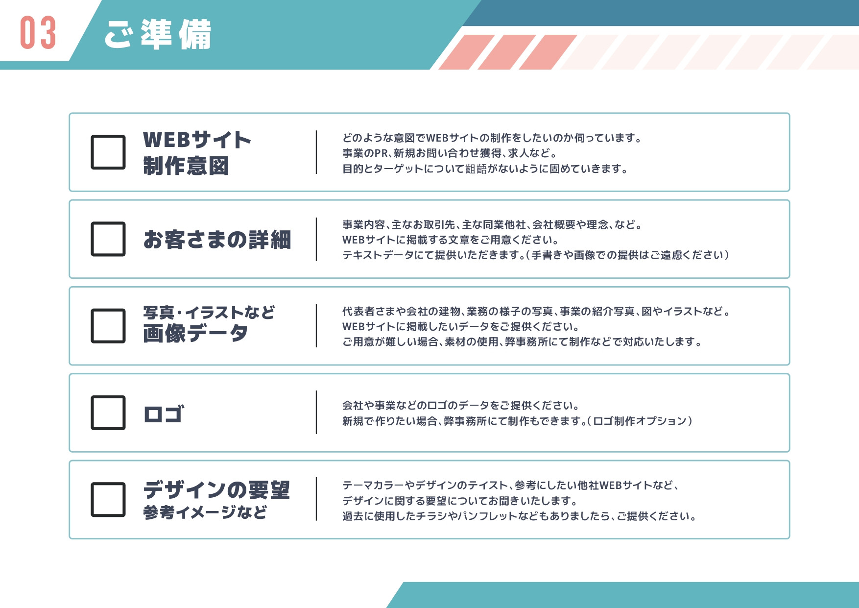 うさみクリエイト - WEBサイト制作サービスガイドブック - {(4 + 1)}ページ目