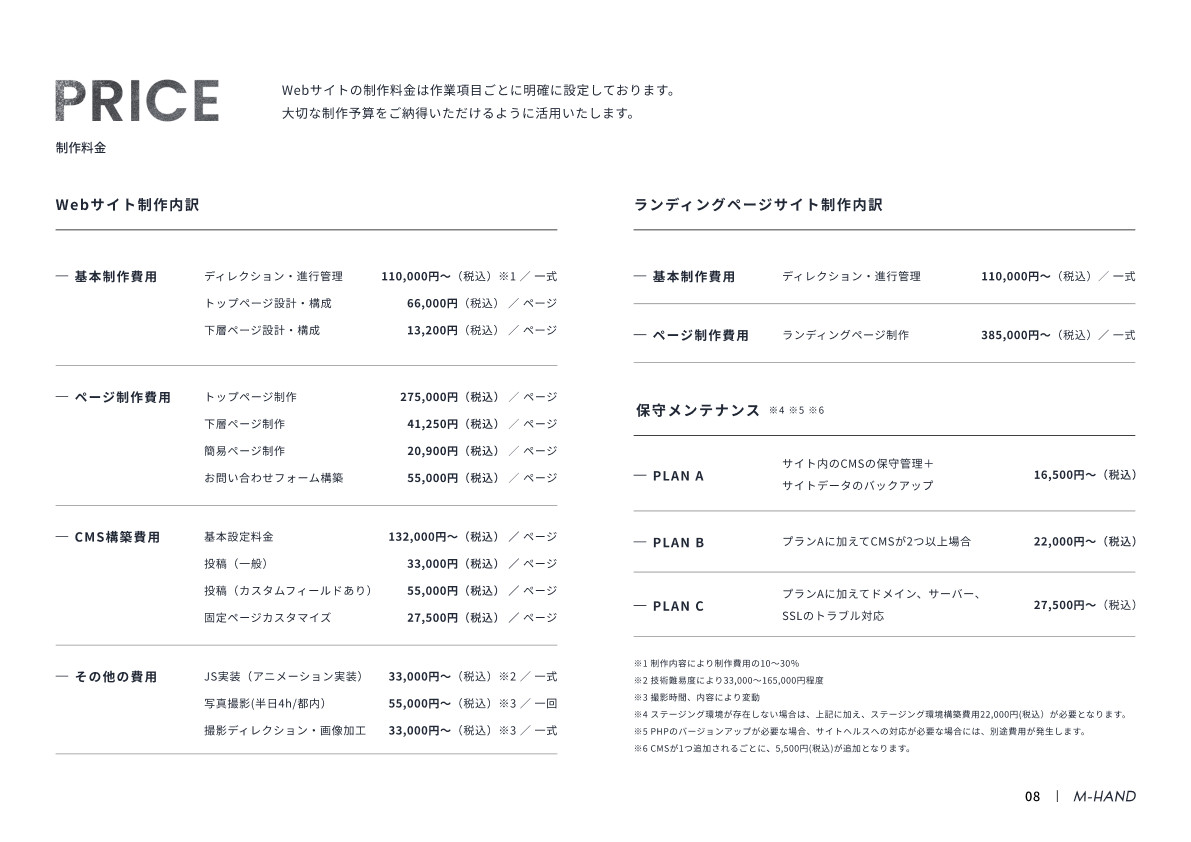 株式会社エムハンド - 会社案内 - {(8 + 1)}ページ目