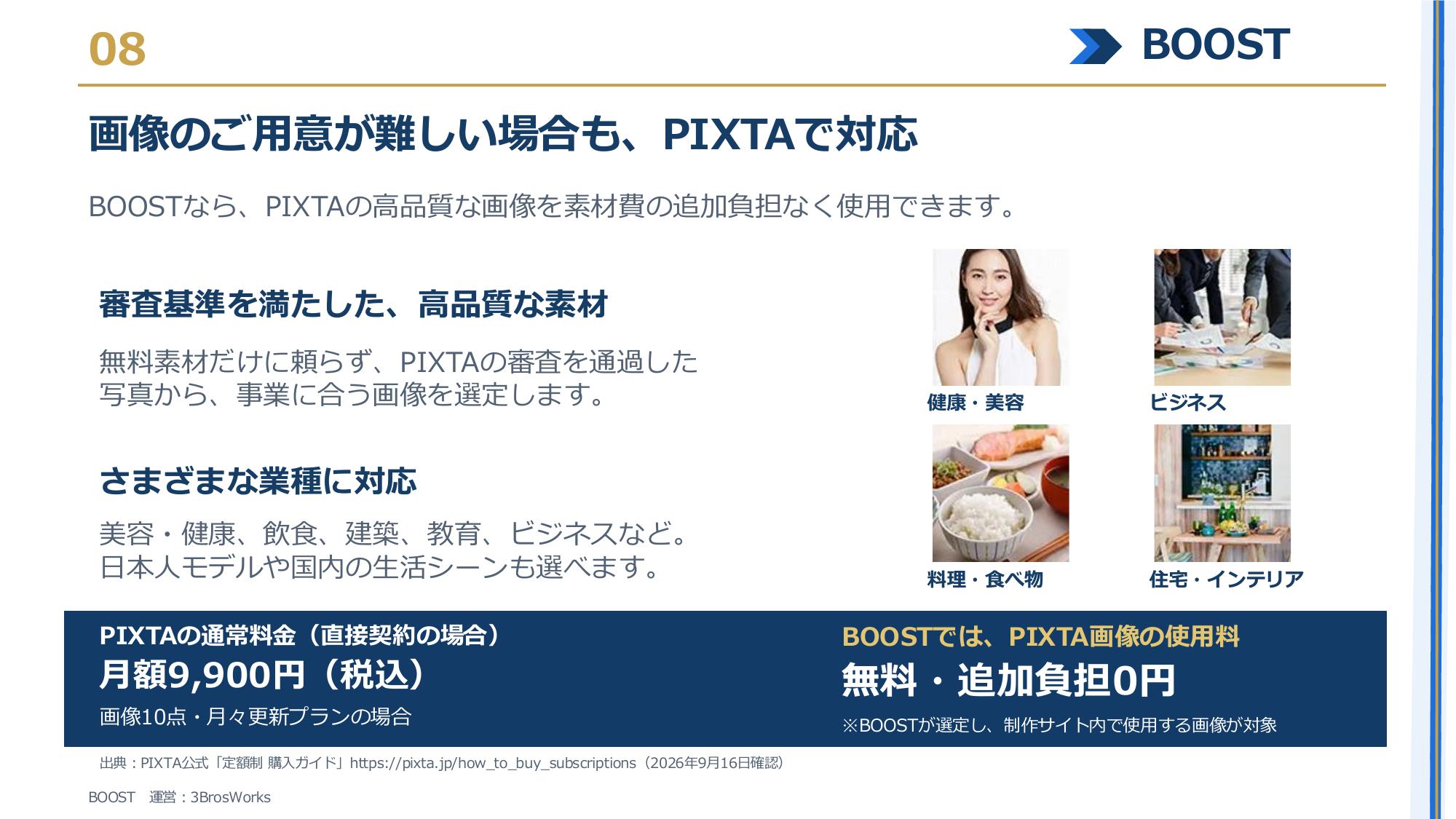 株式会社3Bros.works - BOOST サービス資料 - {(7 + 1)}ページ目