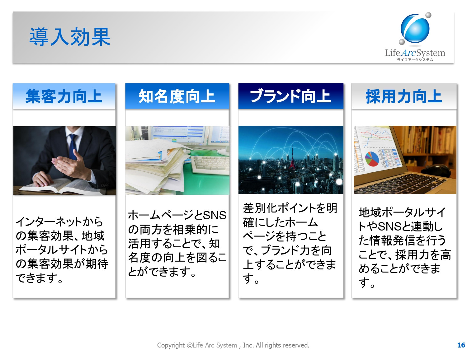 株式会社Life Arc System - ホームページ制作／リニューアルのご提案資料 - {(15 + 1)}ページ目