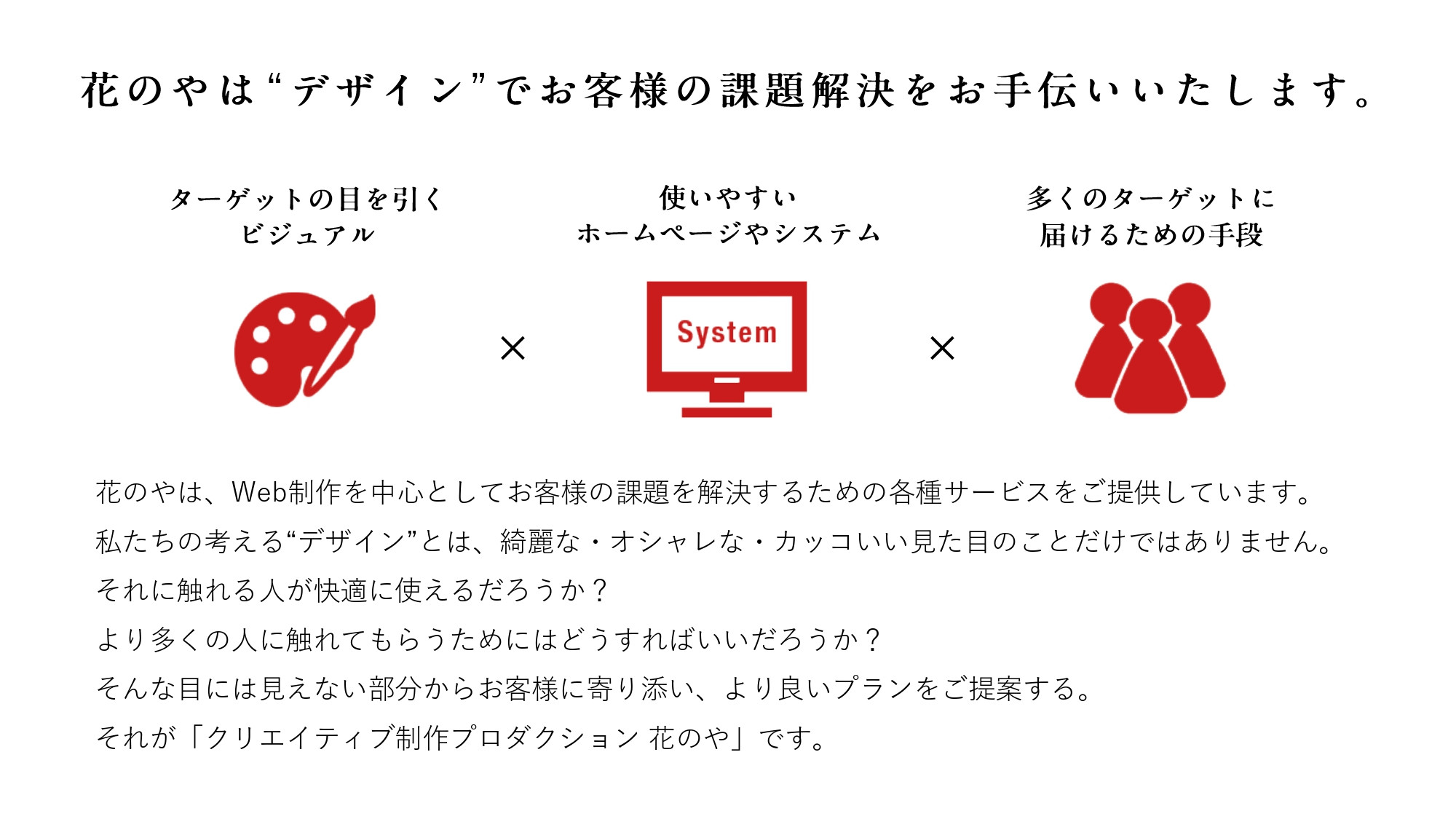 株式会社 花のや - サービス概要 - {(1 + 1)}ページ目