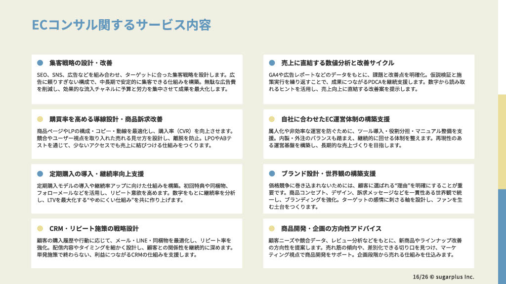 株式会社シュガープラス - 会社資料 - {(16 + 1)}ページ目