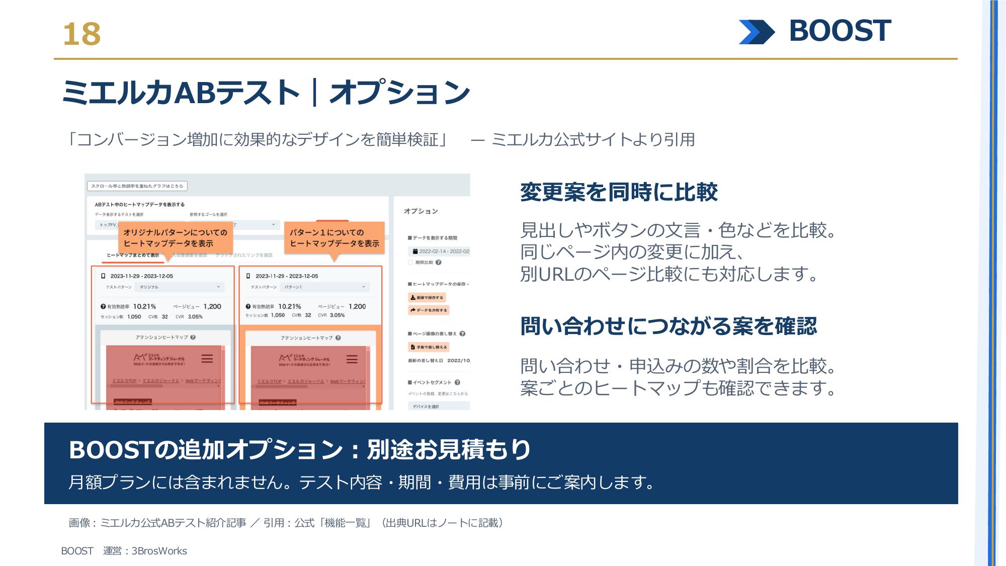 株式会社3Bros.works - BOOST サービス資料 - {(17 + 1)}ページ目
